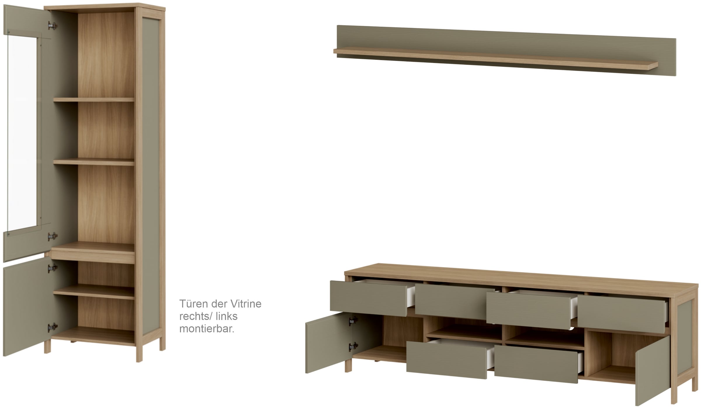 Home affaire Wohnwand »Stranda, moderne Anbauwand, Komplettset im Scandi-Style« 3 Stk. tlg.