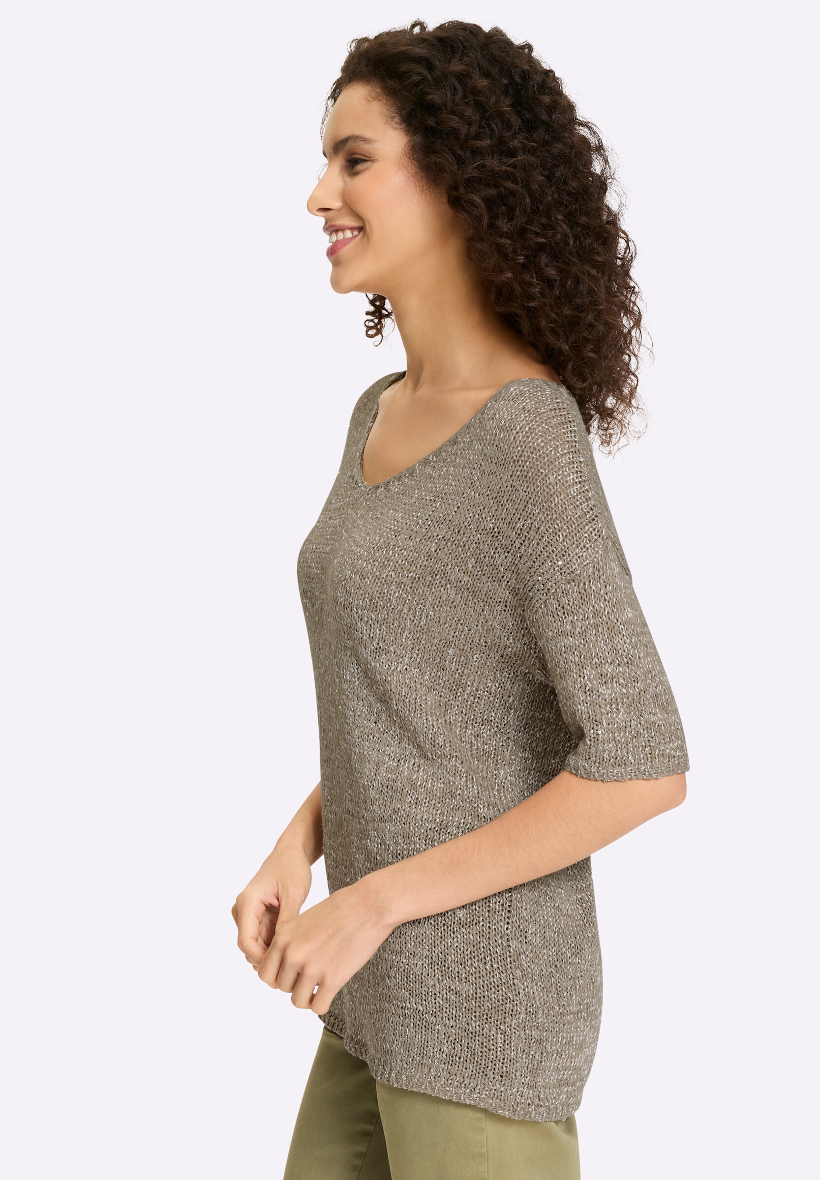 heine Strickpullover »Pullover Kurzarmpullover mit Pailletten«