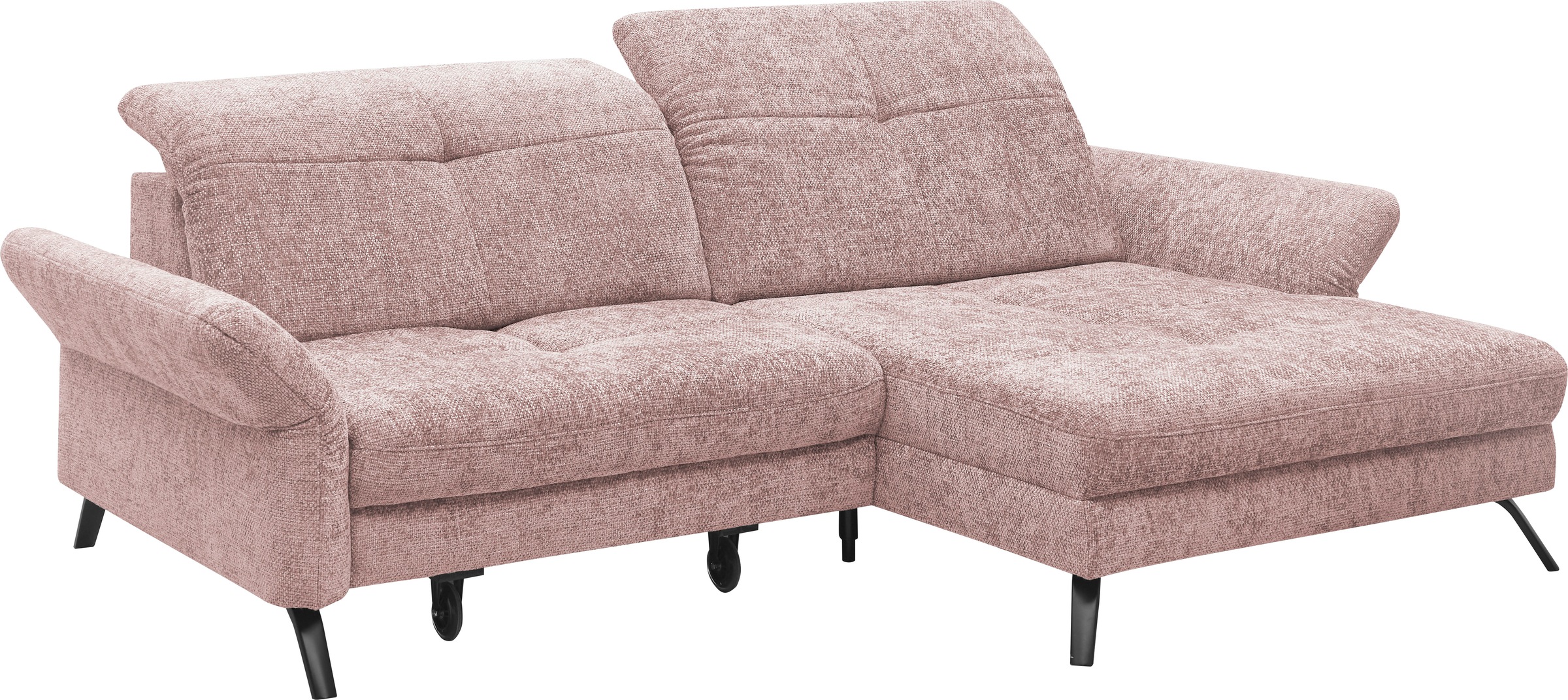 set one by Musterring Ecksofa »SO 4400 V«, wahlweise mit motorischer Bettfunktion & Kopfverstellung, Fuß schwarz