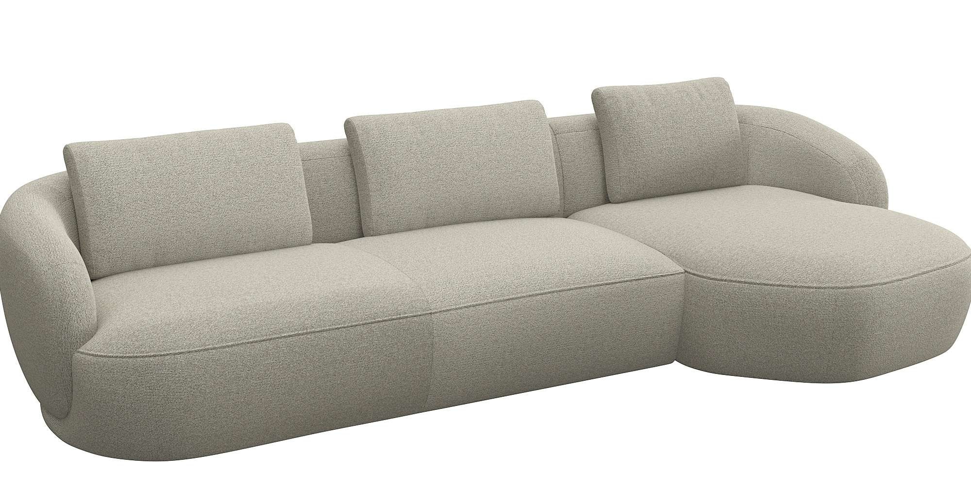 FLEXLUX Wohnlandschaft »Torino, rund, L-Form, Sofa-Ecke mit Recamiere, Longchair-Sofa« Modernes, organisches Sofa-Design, Kaltschaum, Wellenunterfederung