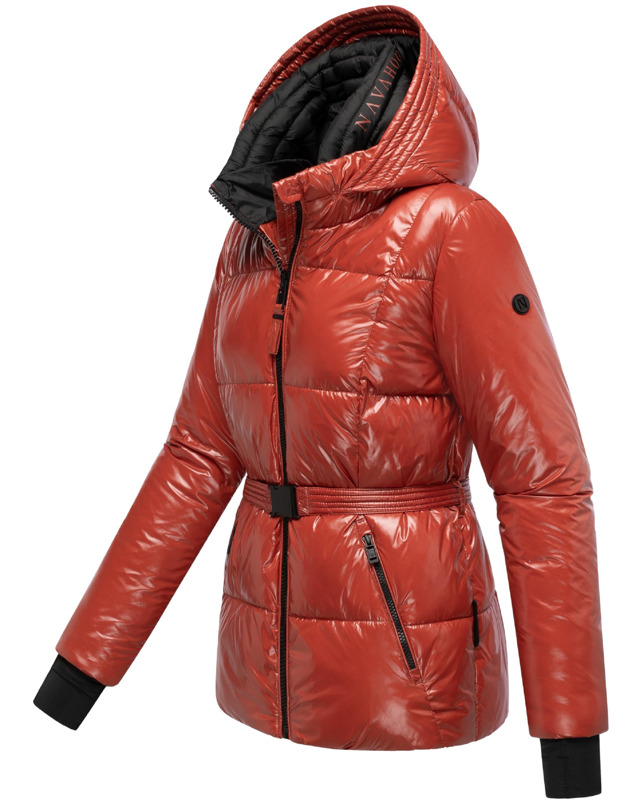 Navahoo Steppjacke »Steppjacke Eisglanz 14« mit Kapuze Glänzende Damen Winterjacke mit Taillengürtel