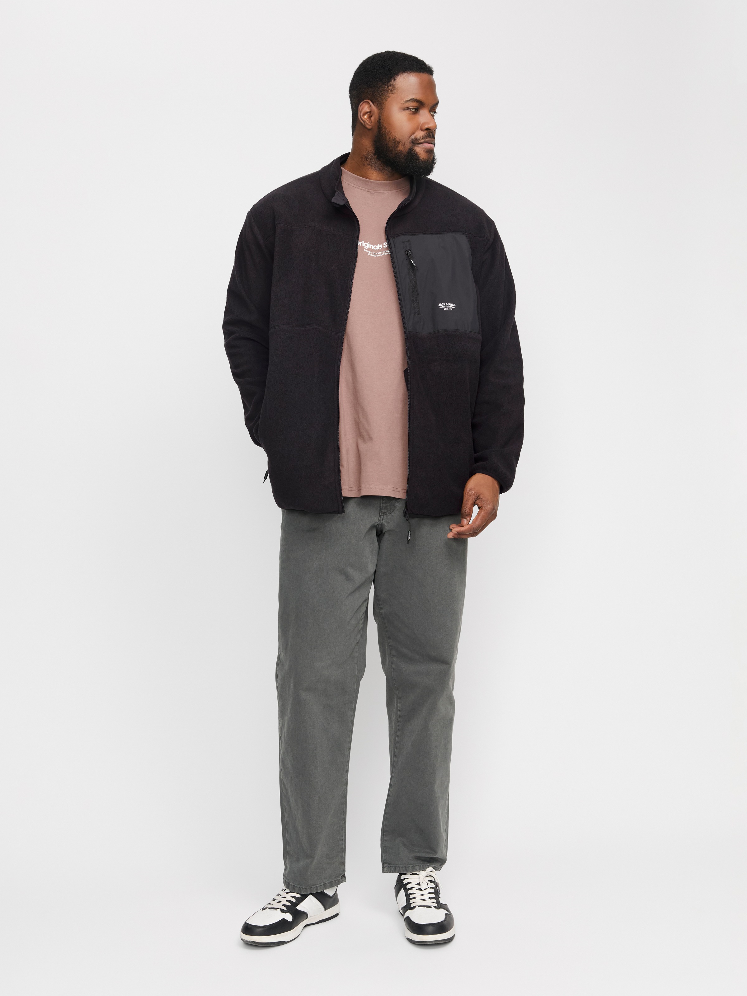 Jack & Jones PlusSize Fleecejacke »JJTHEO FLEECE JACKET PLS«, ohne Kapuze