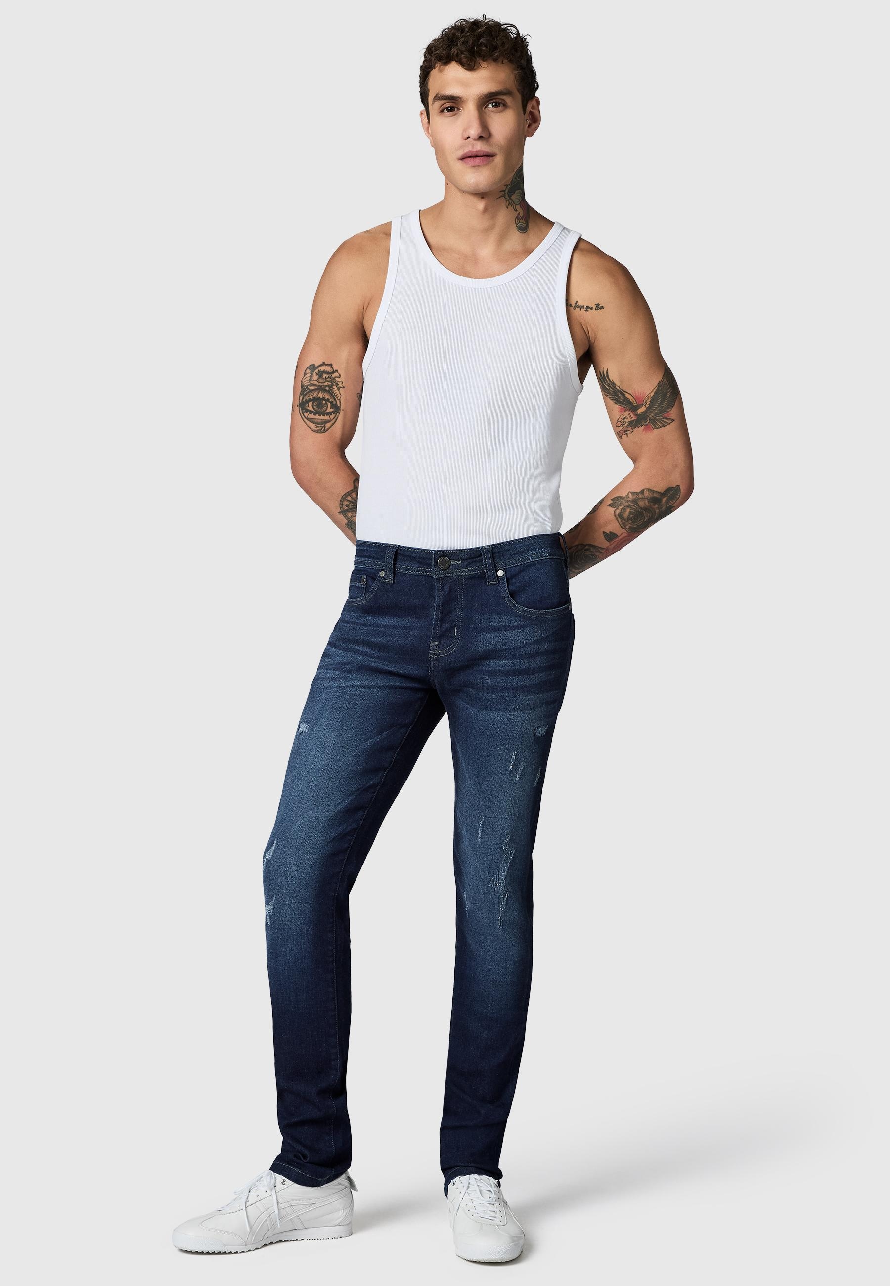 PEAK TIME Slim-fit-Jeans »Slim-fit-Jeans München« Herren Jeans mit Destroyed-Optik
