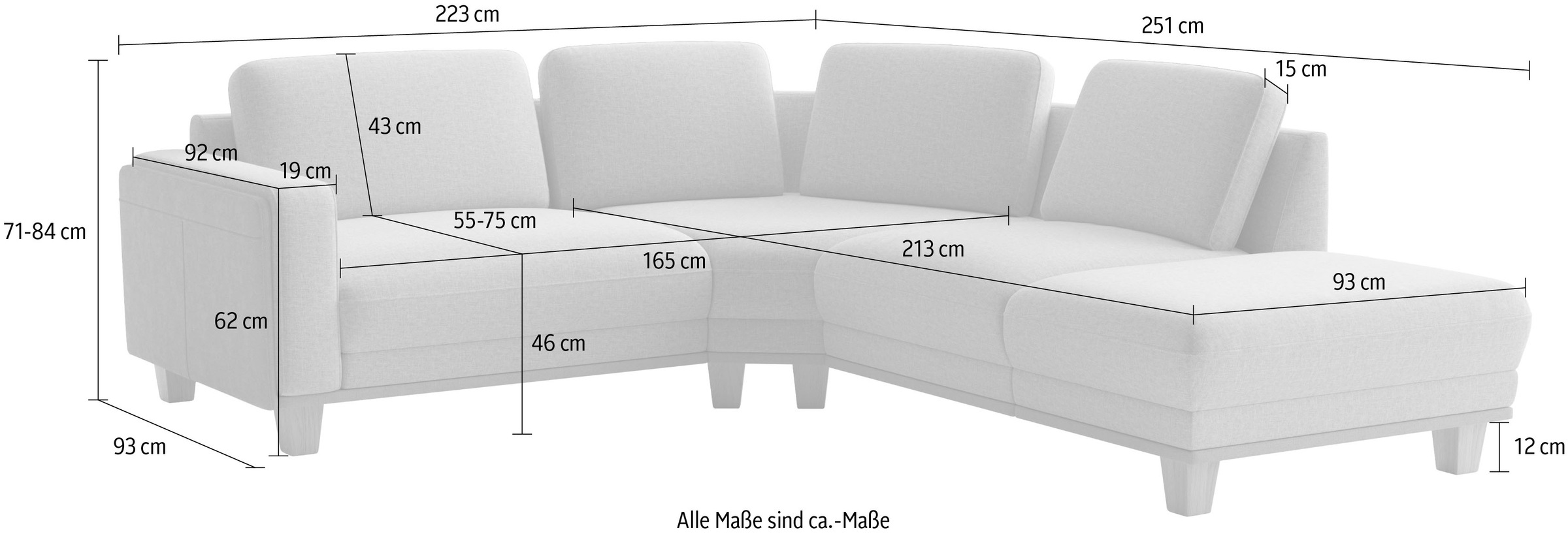 sit&more Ecksofa »Concept« Modernes Sofa in drei Fußfarben zur Auswahl