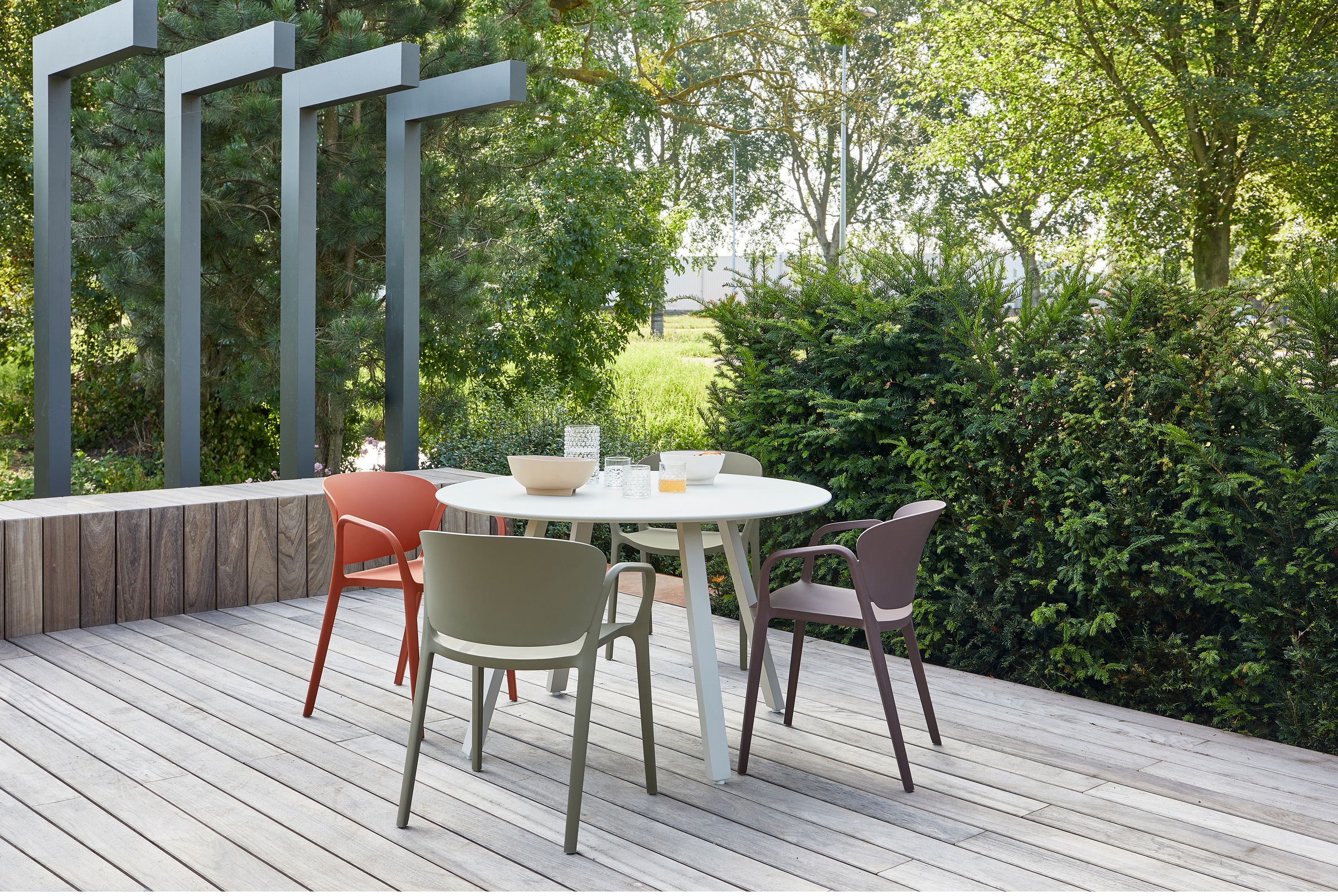 WOOOD Esszimmerstuhl »Bent Polypropylen stapelbar für In- und Outdoor, H 75 x B 57 x T 56 cm« () (Set, 2 St) Tragkraft 150 kg, fertig montiert, wasserabweisendes