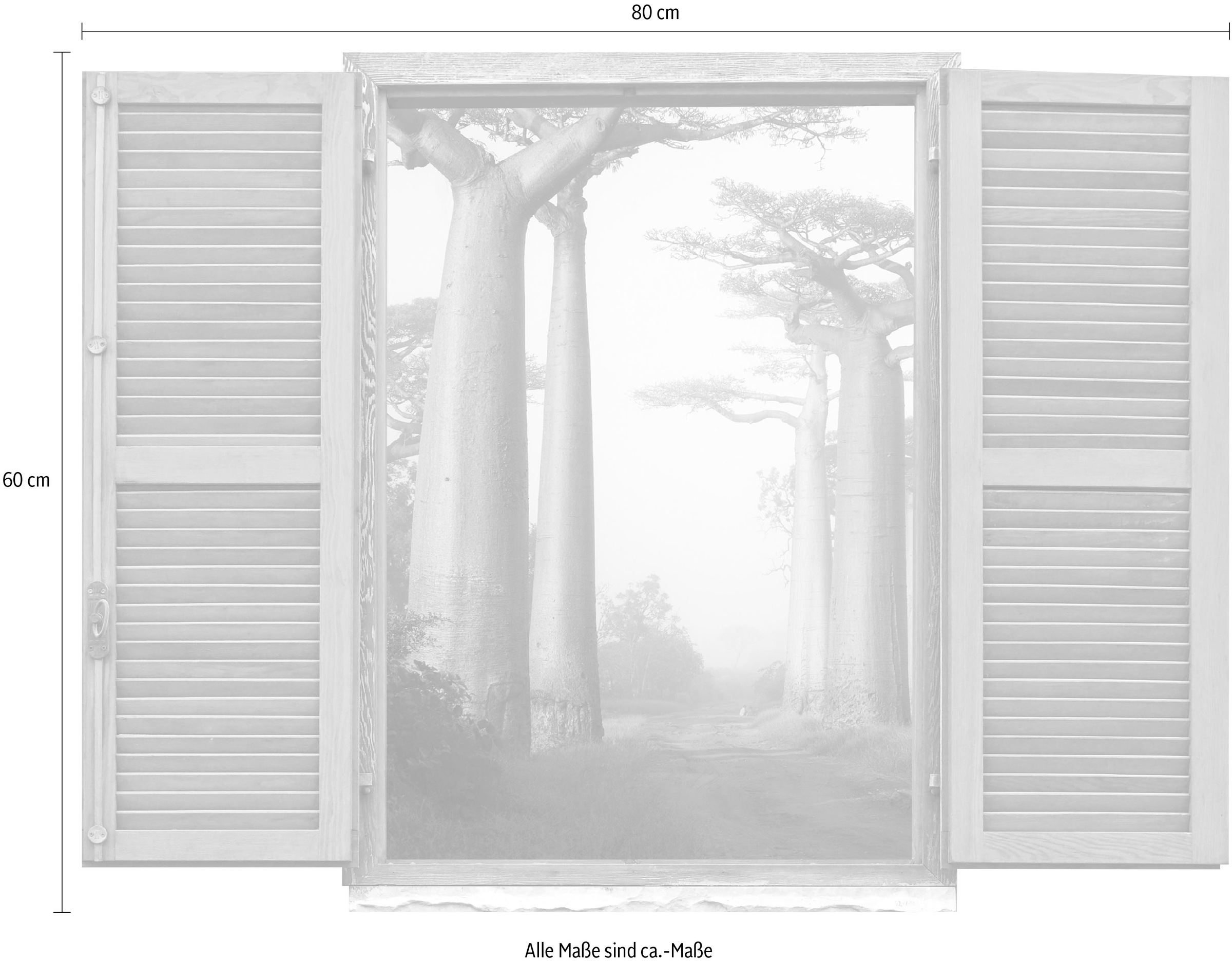 queence Wandtattoo »Affenbrotbäume«, (1 St.), Wandsticker, Wandbild, selbstklebend, 3D, Fenster