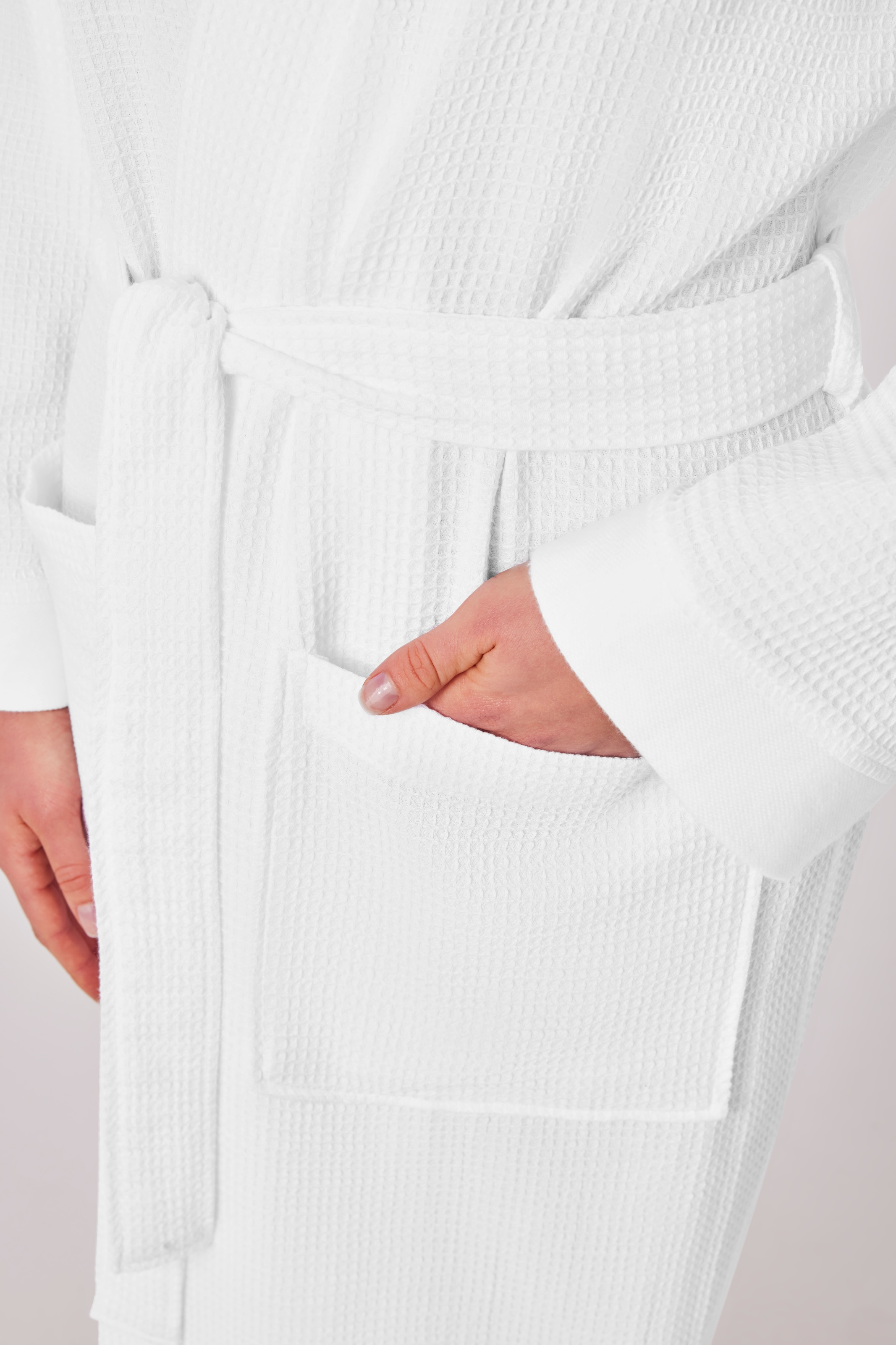 my home Unisex-Bademantel »Vanessa, ideal für Sauna & Spa, Hotelbademantel, Morgenmantel« 1 Stk. tlg., Taschen, Damen & Herren, Waffelpiqué, sehr leichte Qualität, S-3XL