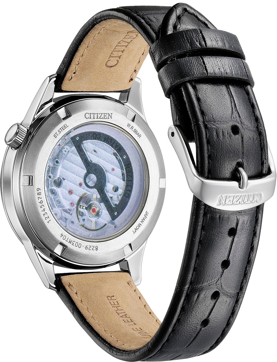 Citizen Automatikuhr, Armbanduhr, Herrenuhr, Damenuhr, offene Unruh, Lederarmband
