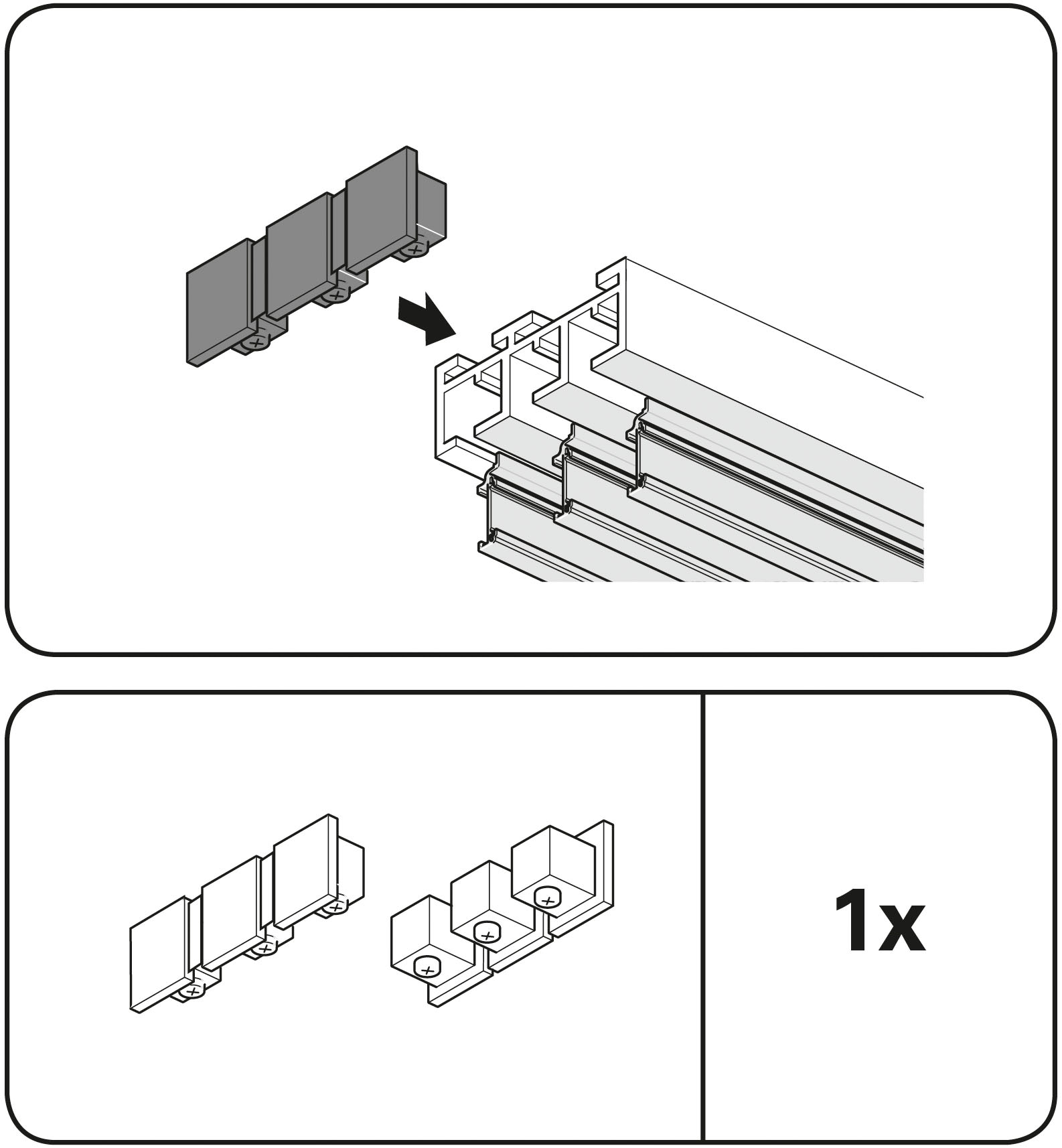 GARDINIA Gardinenstangen-Endstück »3-läufig«, (2 St.), Serie Flächenvorhang-Technik Atlanta 3-läufig