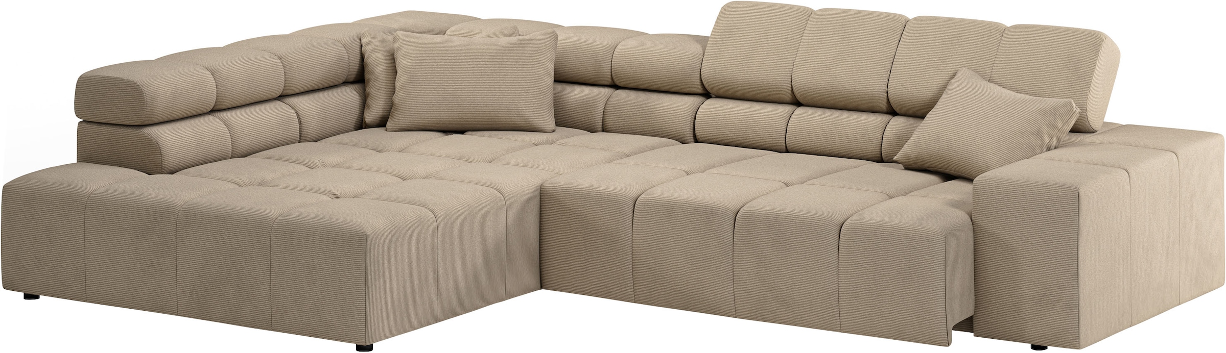 INOSIGN Ecksofa »Ancona incl. Kopfteilverstellung, Breite 319cm, L-Form«, wahlweise motorische Sitztiefenverstellung, auch in Cord + Easy Care