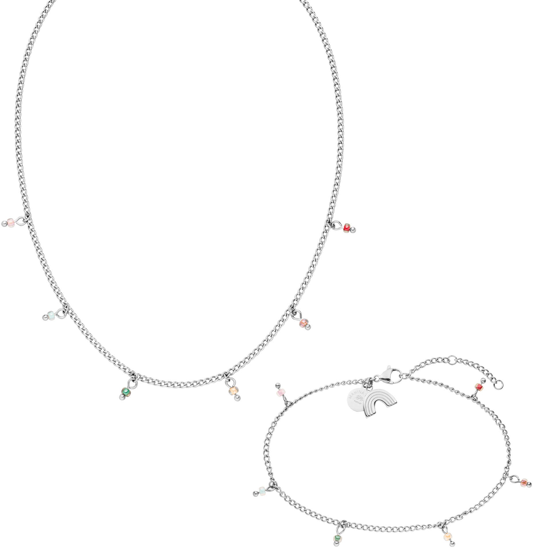 Purelei Schmuckset »Schmuck Edelstahl Kette Fußkette Mahina Club Anuenue, 2307-MC-Anuenue«, (Set, 2 tlg.), mit Kunststoffperlen