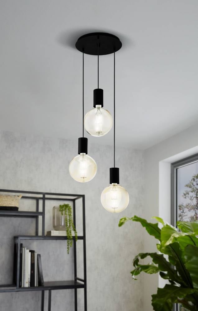 EGLO Hängeleuchte »POZUETA Pendellampe, Stahl, E27, Esstischlampe, Hängelampe, Lampe« E27 1 Stk. Hängeleuchte, H150 x Ø33 cm, schwarz, 3X40W exkl.