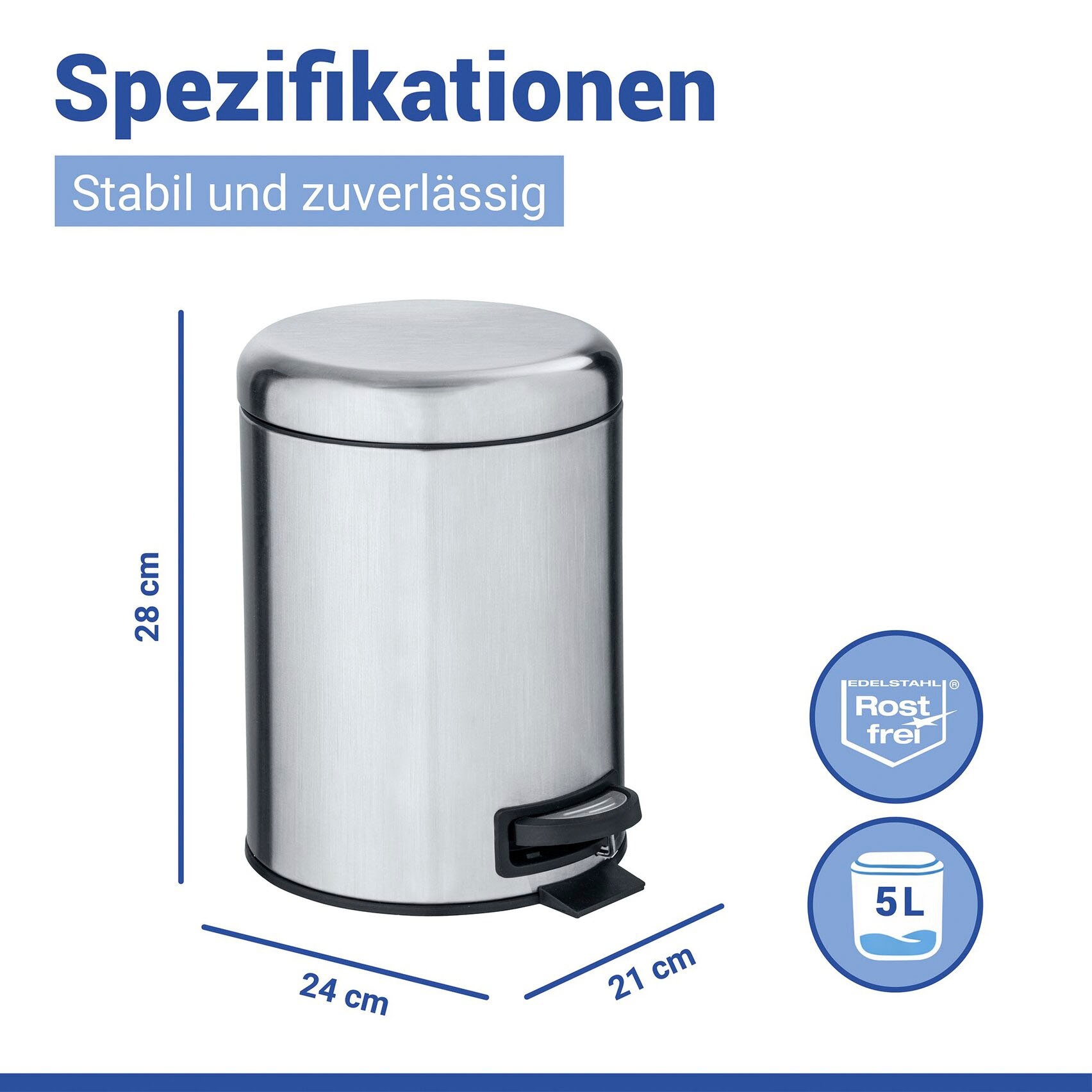WENKO Kosmetikeimer »Leman« 5 Liter, BxTxH: 21x28x24 cm
