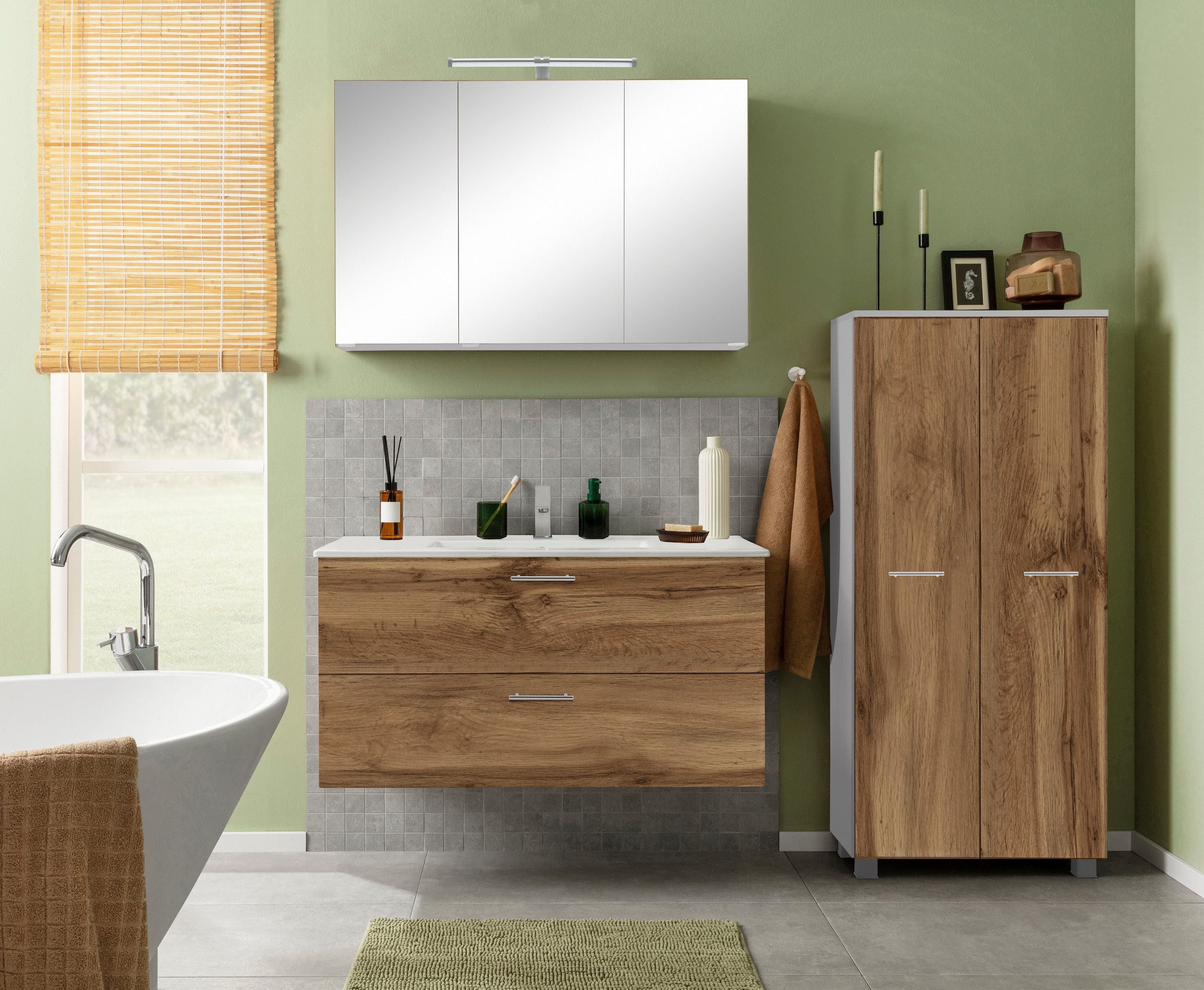 welltime Midischrank »Trento, verschiedene Ausführungen und Farben« Badmöbel, Badschrank, 60 cm breit, 2 Türen, viel Stauraum