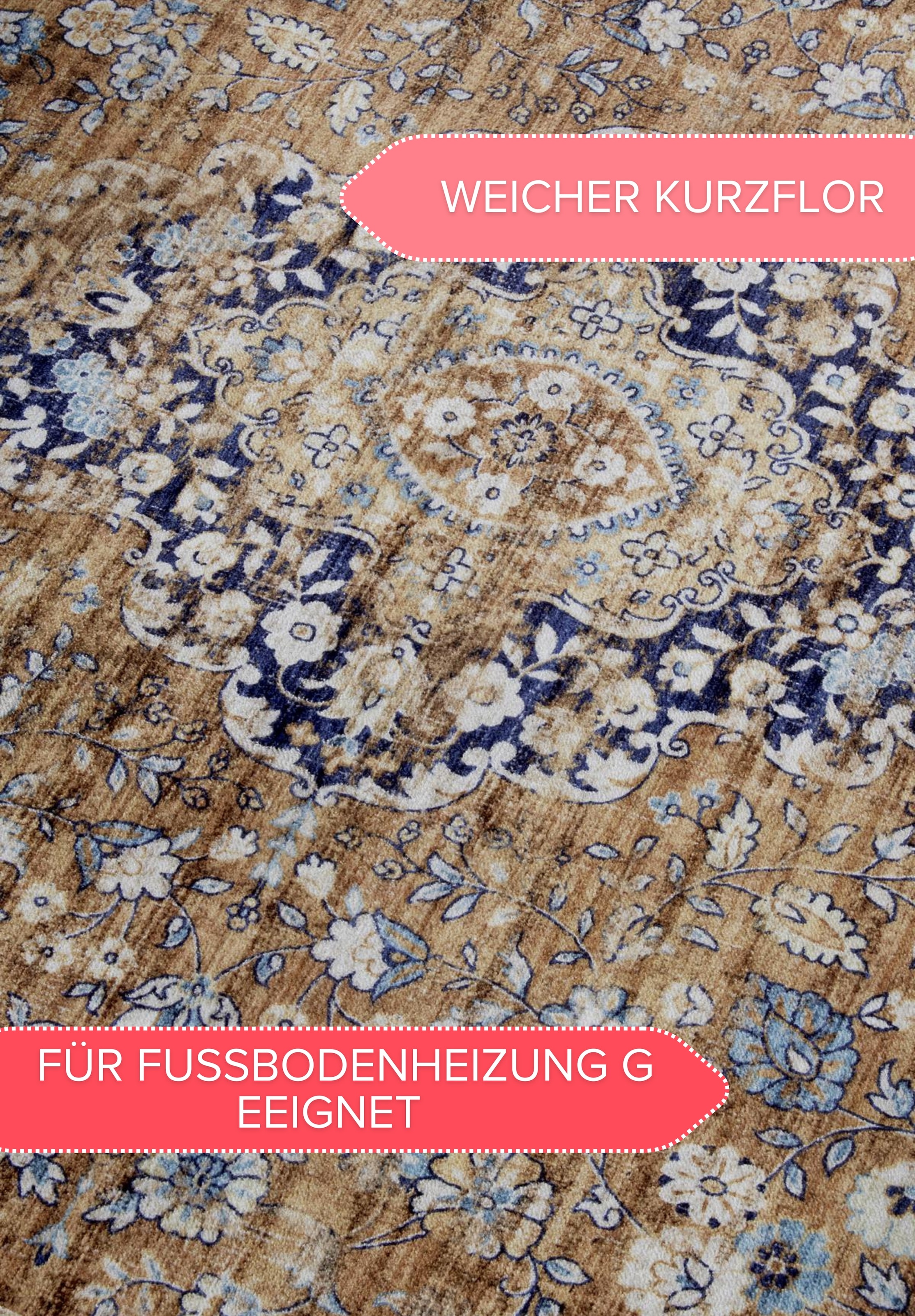 freundin Home Collection Teppich »Aurora«, rechteckig, Kurzflor, Anti Rutsch, Orient, Vintage, Klassisch, Wohnzimmer, Flur