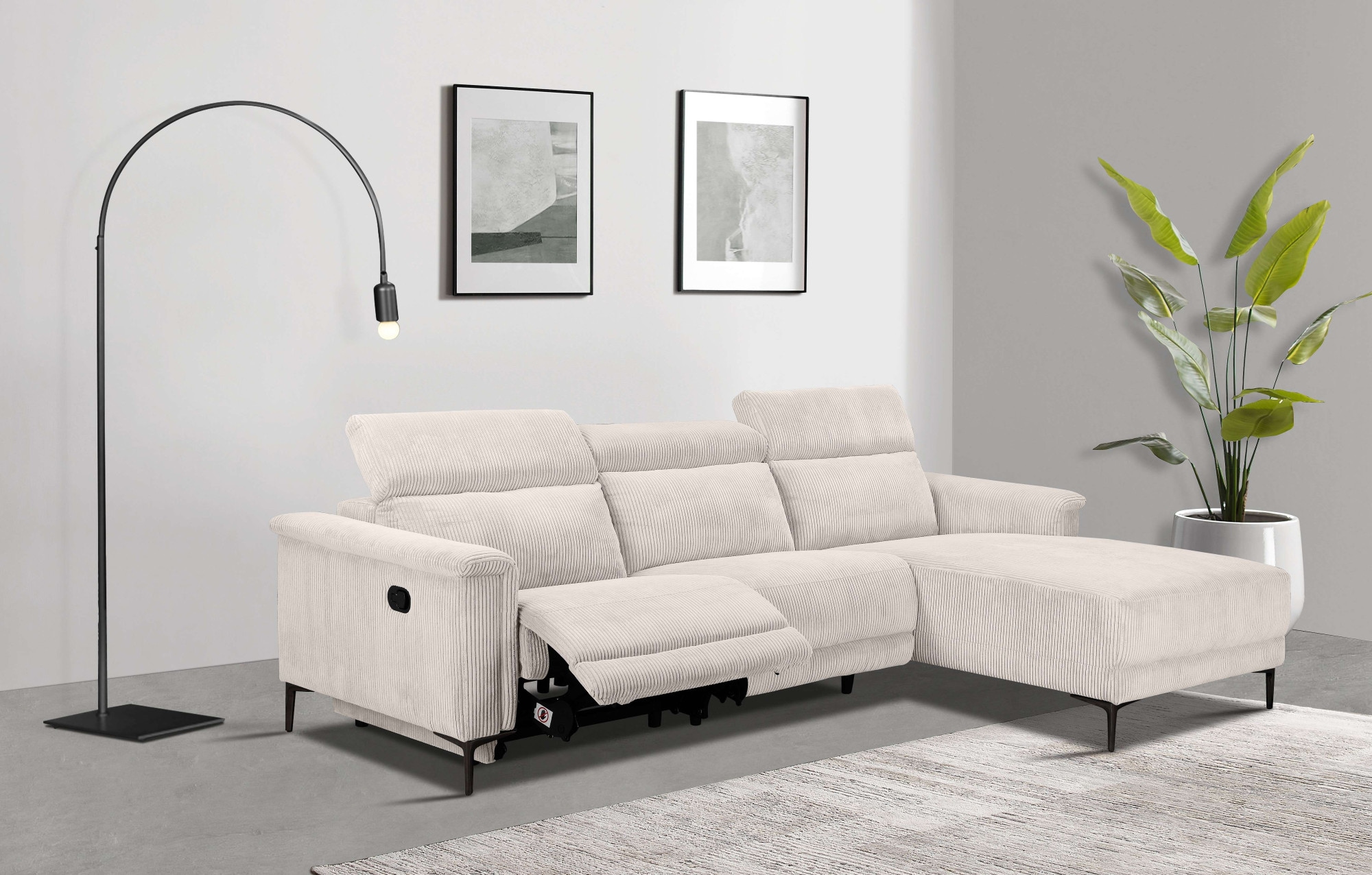 Ecksofa »Lund in Cord, L-Form, 261 cm, mit manueller«, o. elektrischer Relaxfunktion,...