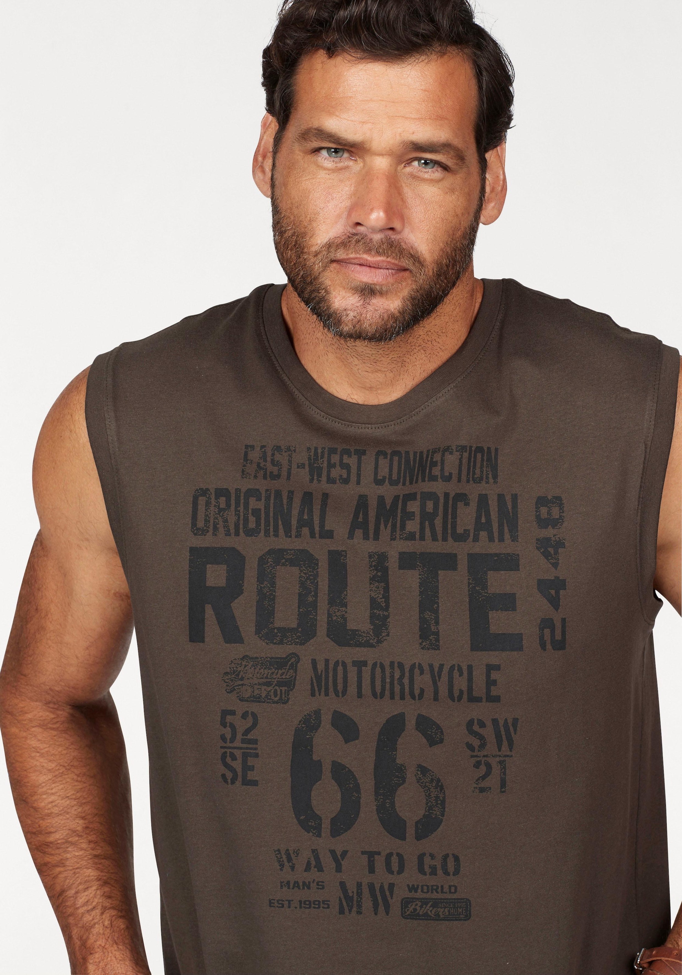 Man's World Muscleshirt 2er-Pack,  ärmellos,  bedruckt,  Rundhalsausschnitt,  aus 100% Baumwolle