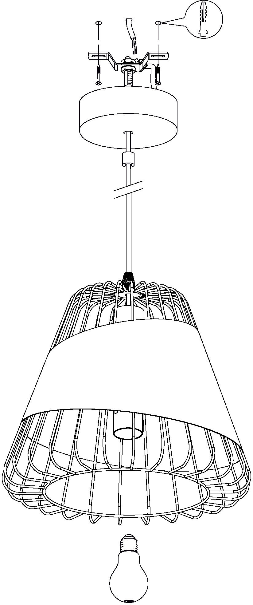 EGLO Pendelleuchte »AUSTELL«, 1 flammig, Leuchtmittel E27 | ohne Leuchtmittel, schwarz / Ø36 x H110 cm / exkl. 1 x E27 (je max. 60W) / Pendellampe