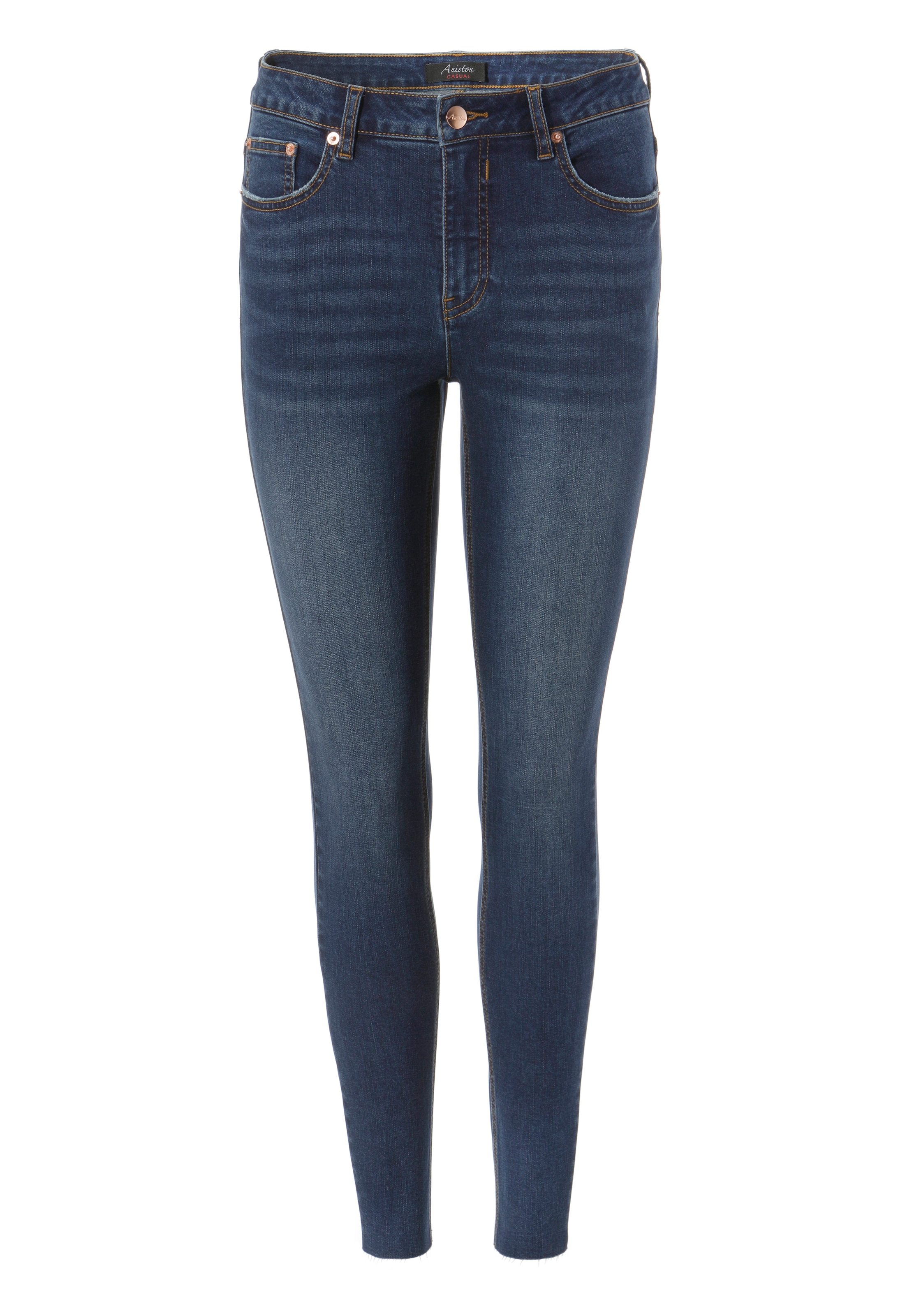 CASUAL waist regular Beinabschluss ausgefransten - Skinny-fit-Jeans, Aniston bei mit ♕