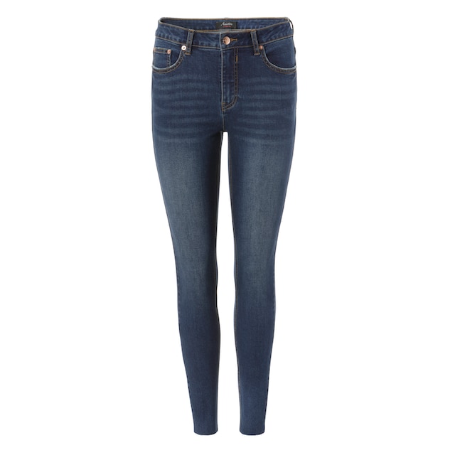 Aniston CASUAL Skinny-fit-Jeans, regular waist - mit ausgefransten  Beinabschluss bei ♕