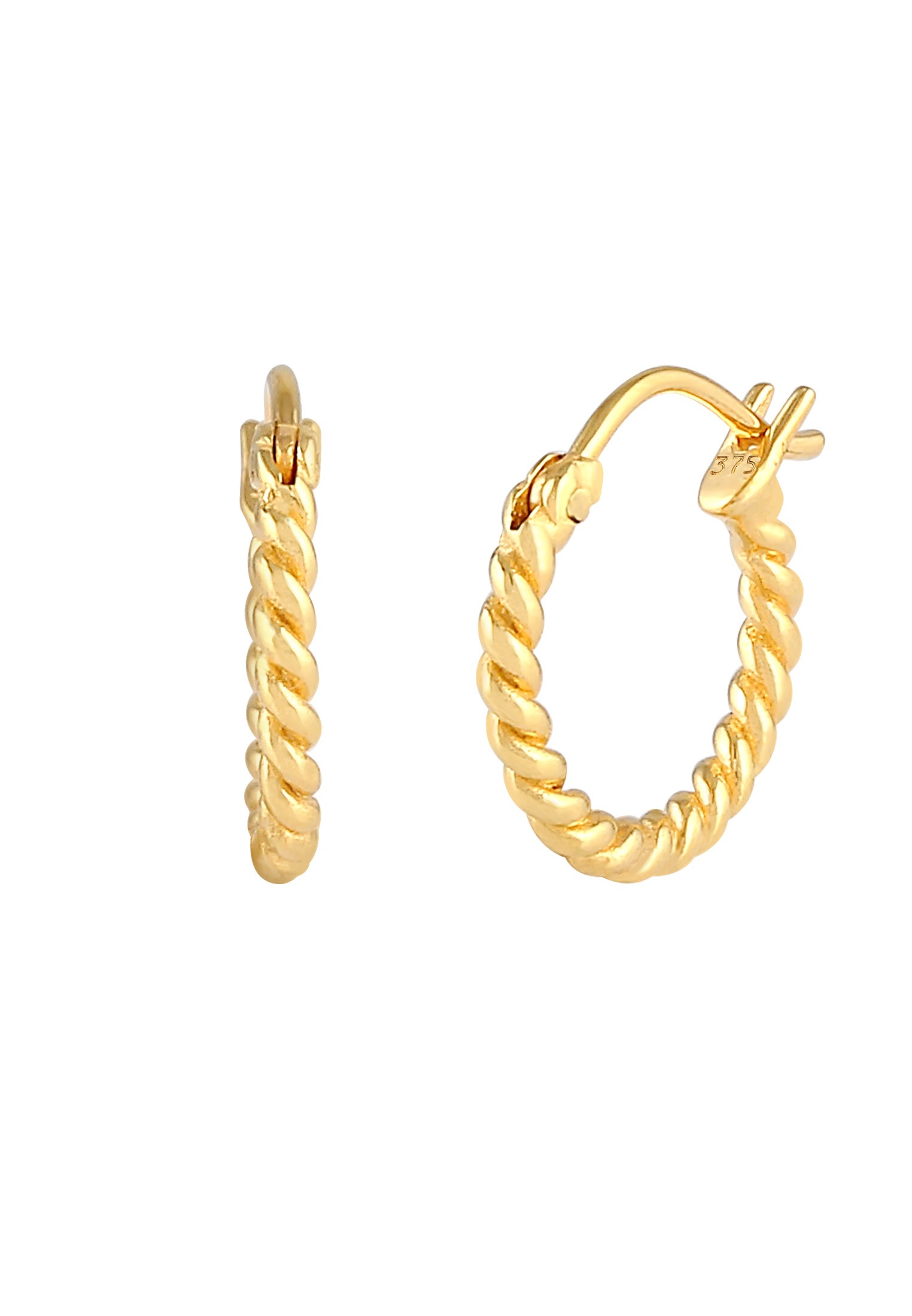 Elli Premium Paar Creolen »Ohrringe Creolen Rund Gedreht 375 Gelbgold«