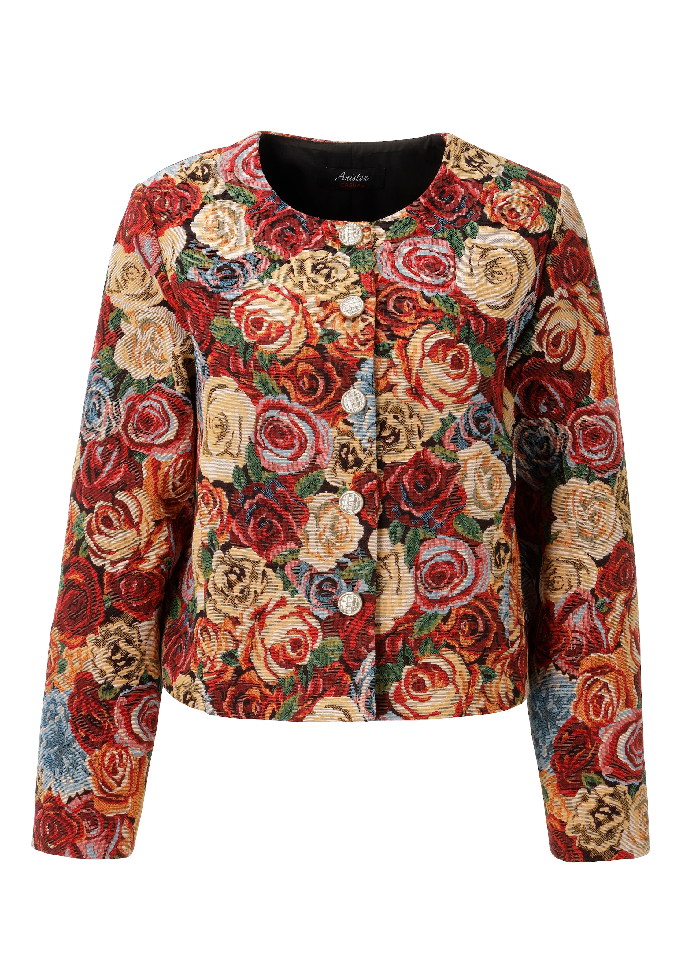 Aniston CASUAL Kurzblazer mit bunten, romantischen Rosen-Muster - NEUE KOLLEKTION