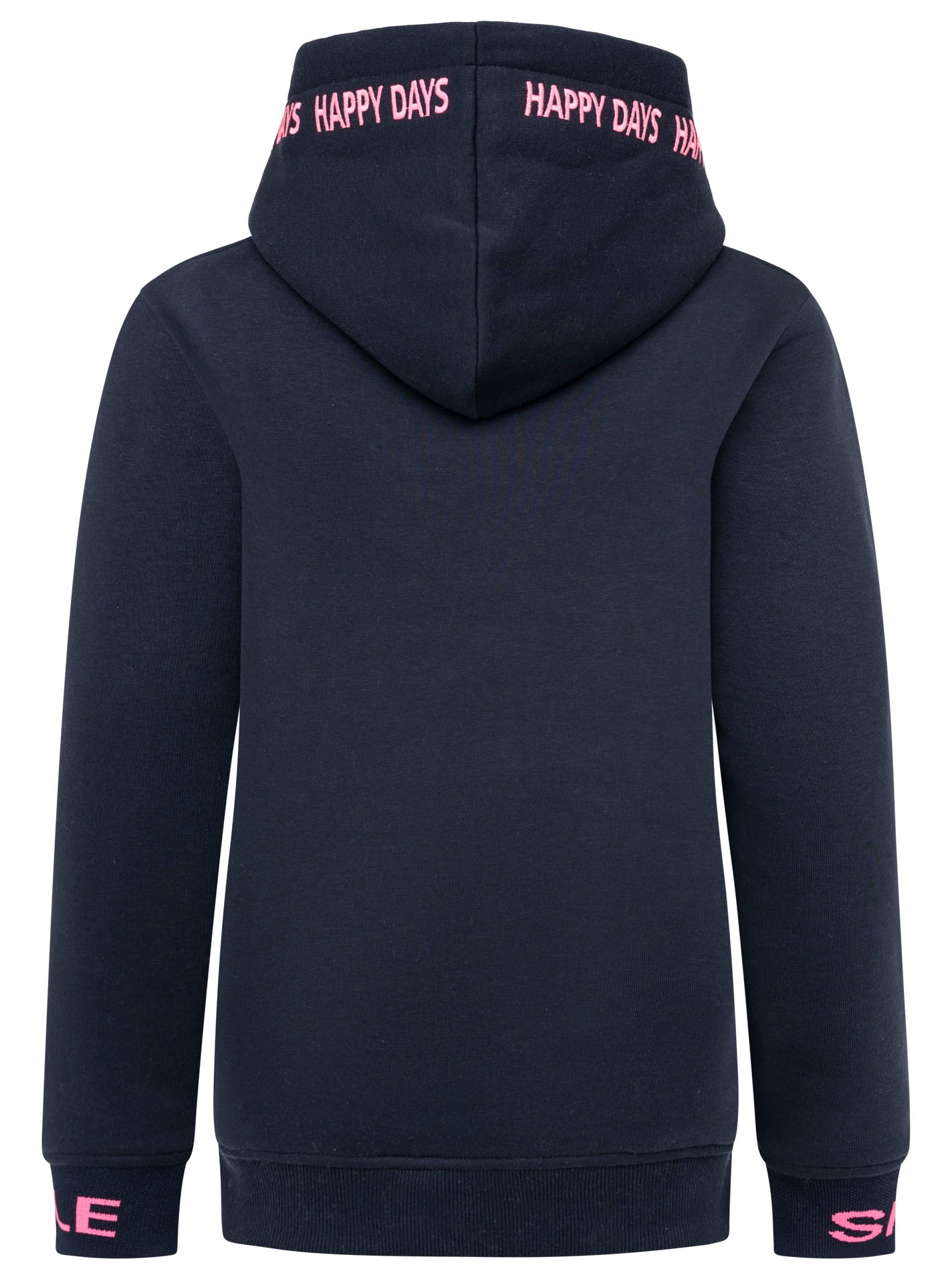 Zwillingsherz Hoodie »"Happy Days"«, gestickte pinke Details, Kapuze, Kordelzug, Tasche vorne, Rippbündchen