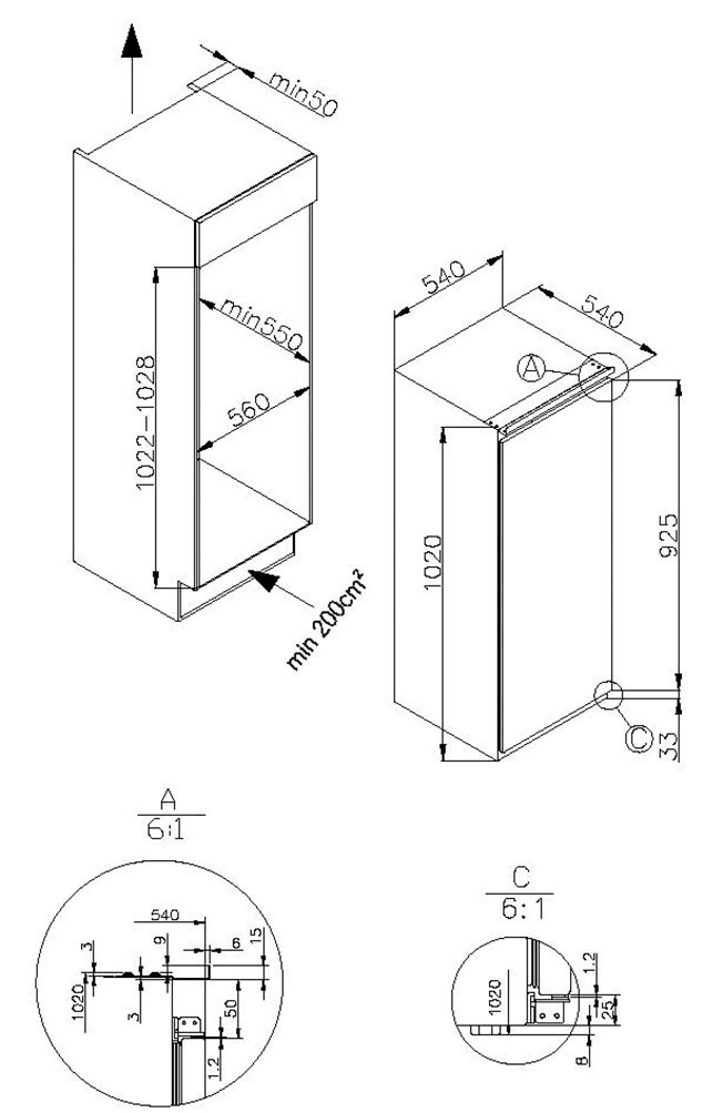 Amica Einbaukühlschrank »EKSS 361 226«, Inverter Kompressor