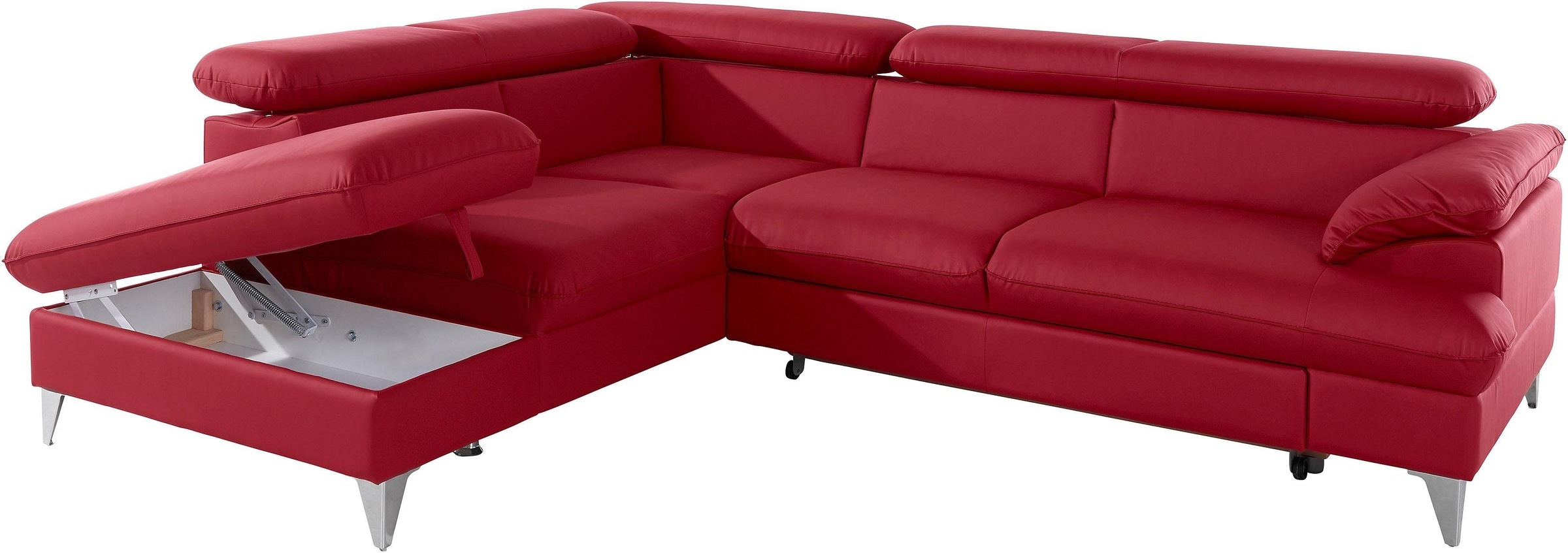 COTTA Polstergarnitur »Caluso L-Form«, Set bestehend aus: Ecksofa mit Kopfteilverstellung & Hocker