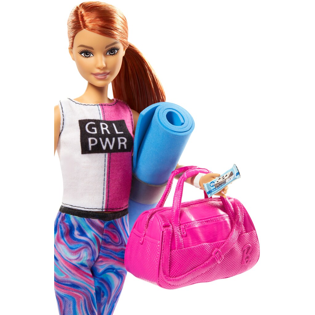 Barbie Anziehpuppe »Wellness Fitness«, mit Hündchen, Hula-Hoop-Reifen, Yoga-Matte u.v.m.