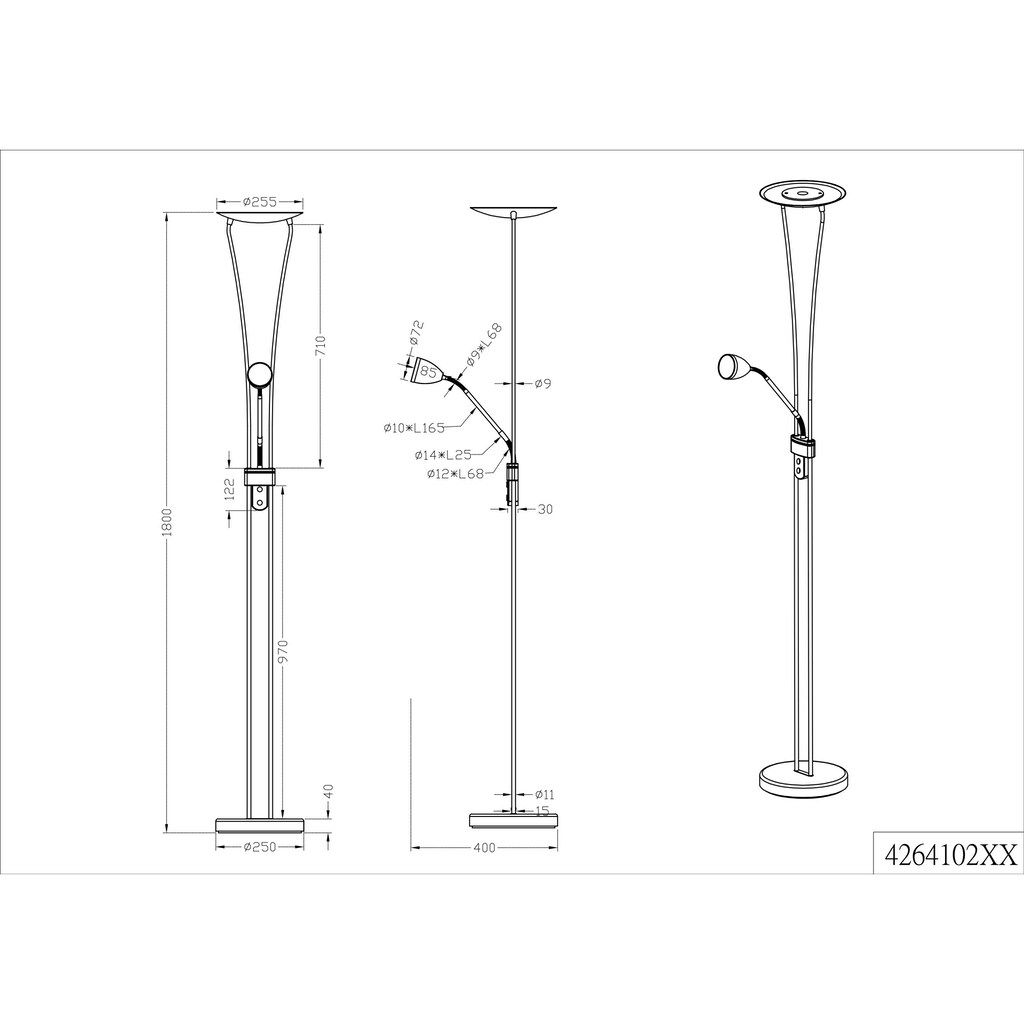 TRIO Leuchten LED Deckenfluter, 2 flammig-flammig