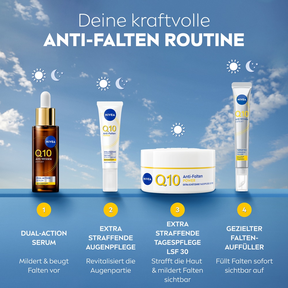 Nivea Tagescreme »Q10 ANTI-FALTEN EXTRA SCHÜTZENDE TAGESPFLEGE LSF 30« strafft, regeneriert und spendet Feuchtigkeit