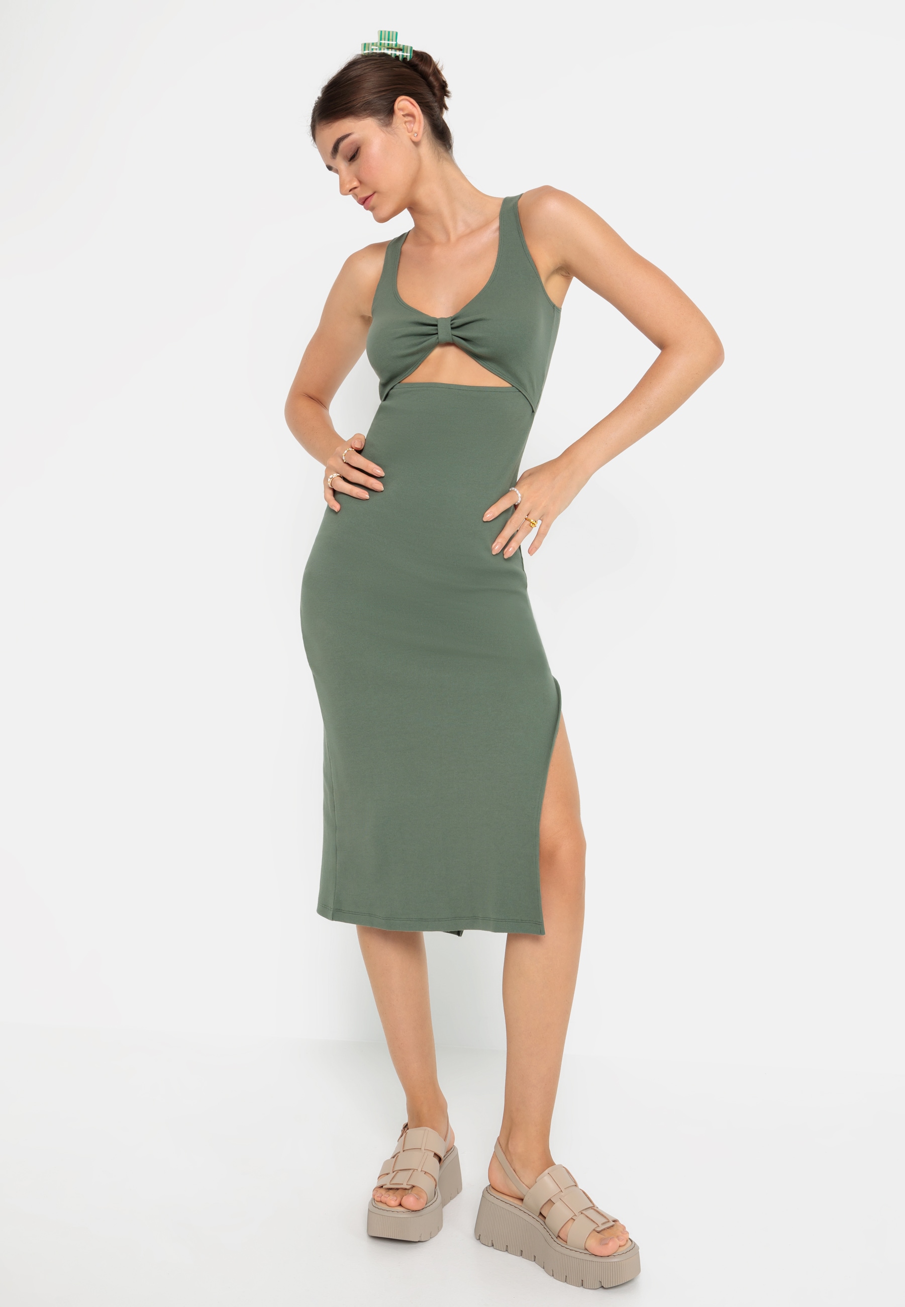 LSCN by LASCANA Midikleid, aus weicher Rippware