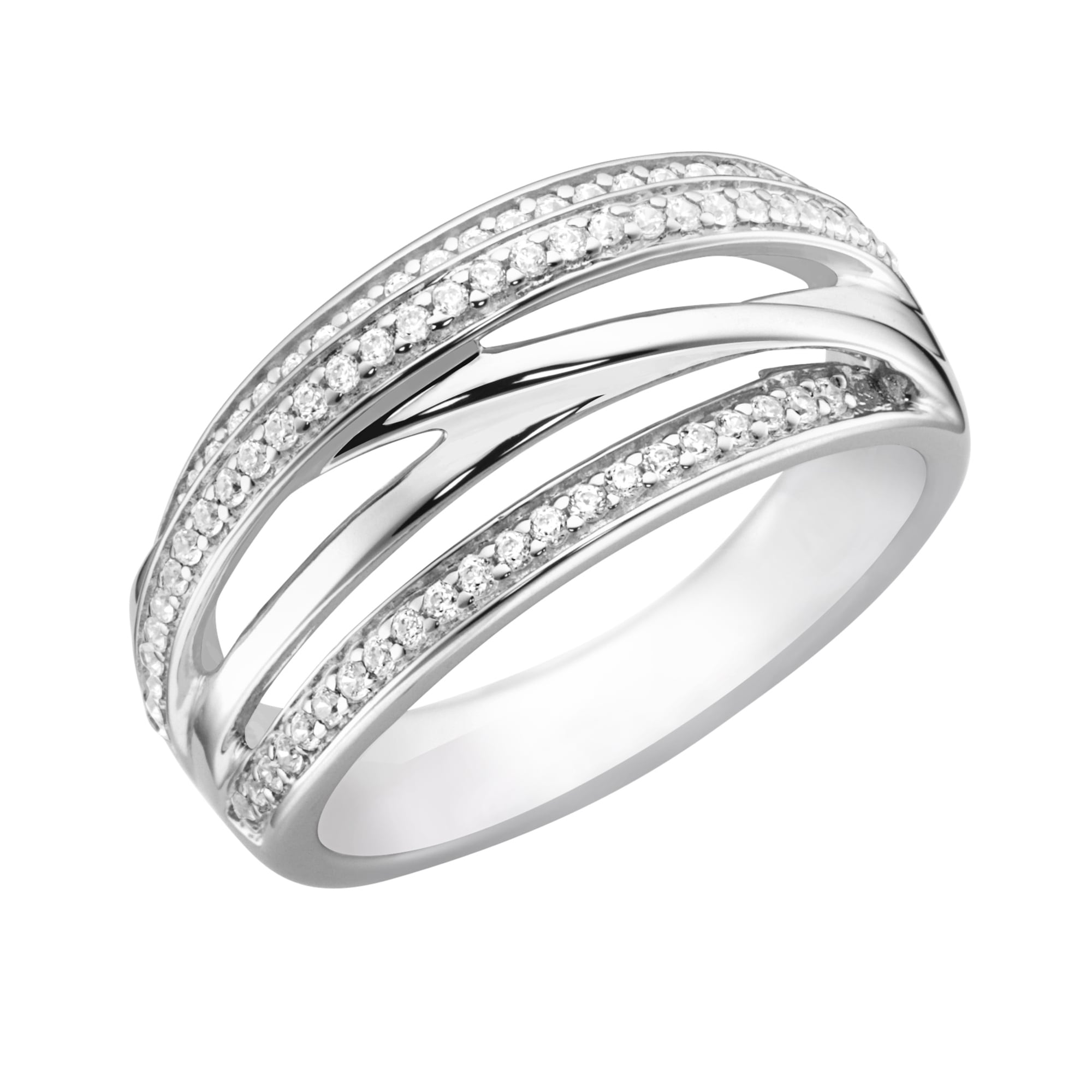 Smart Jewel Fingerring »Ring verschlungen Steinen, kaufen mit 925« | Silber Zirkonia UNIVERSAL