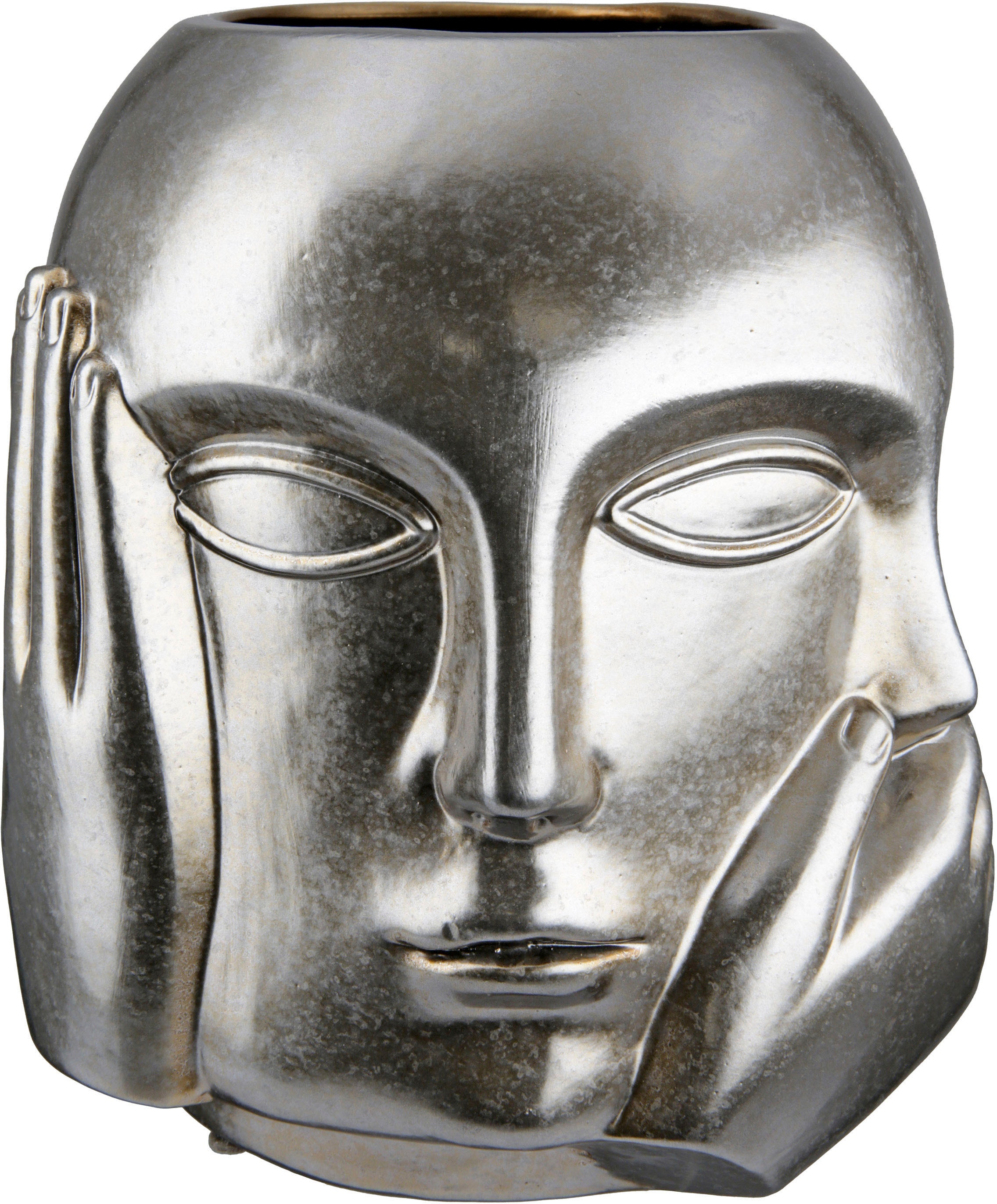 Casablanca by Gilde Tischvase »Ponto, nichts sehen, hören, reden, Höhe ca. 23 cm« dekorative Vase aus Keramik, Blumenvase