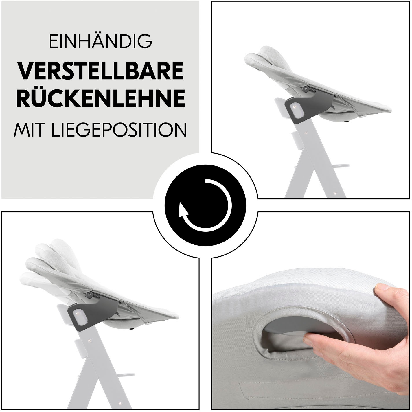 Hauck Babywippe »Alpha Bouncer Premium, Light Grey«, bis 9 kg, für Neugeborene mit Wippgestell, für Hochstuhl Alpha+ und Beta+