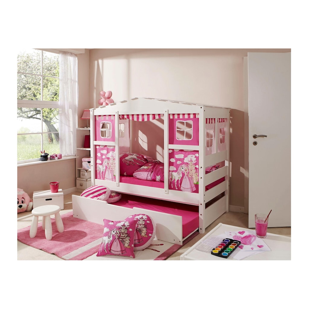 Ticaa Kinderbett »Lio«, Hausbett bodentief, mit Schubkasten