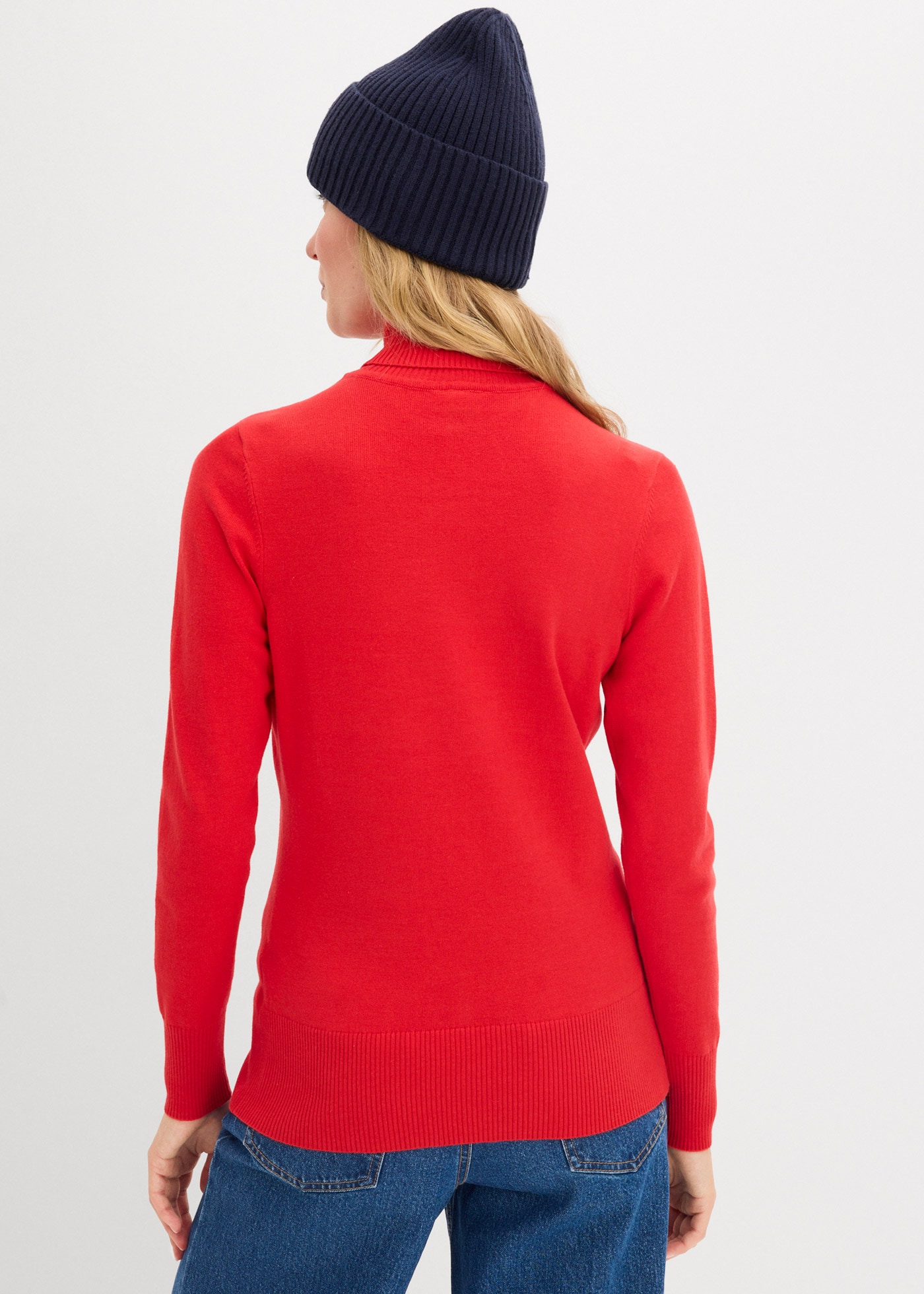 bonprix Rollkragenpullover »Feinstrick-Rollkragenpullover« aus Baumwollmischung, mit hohem Rollkragen, schmale Passform