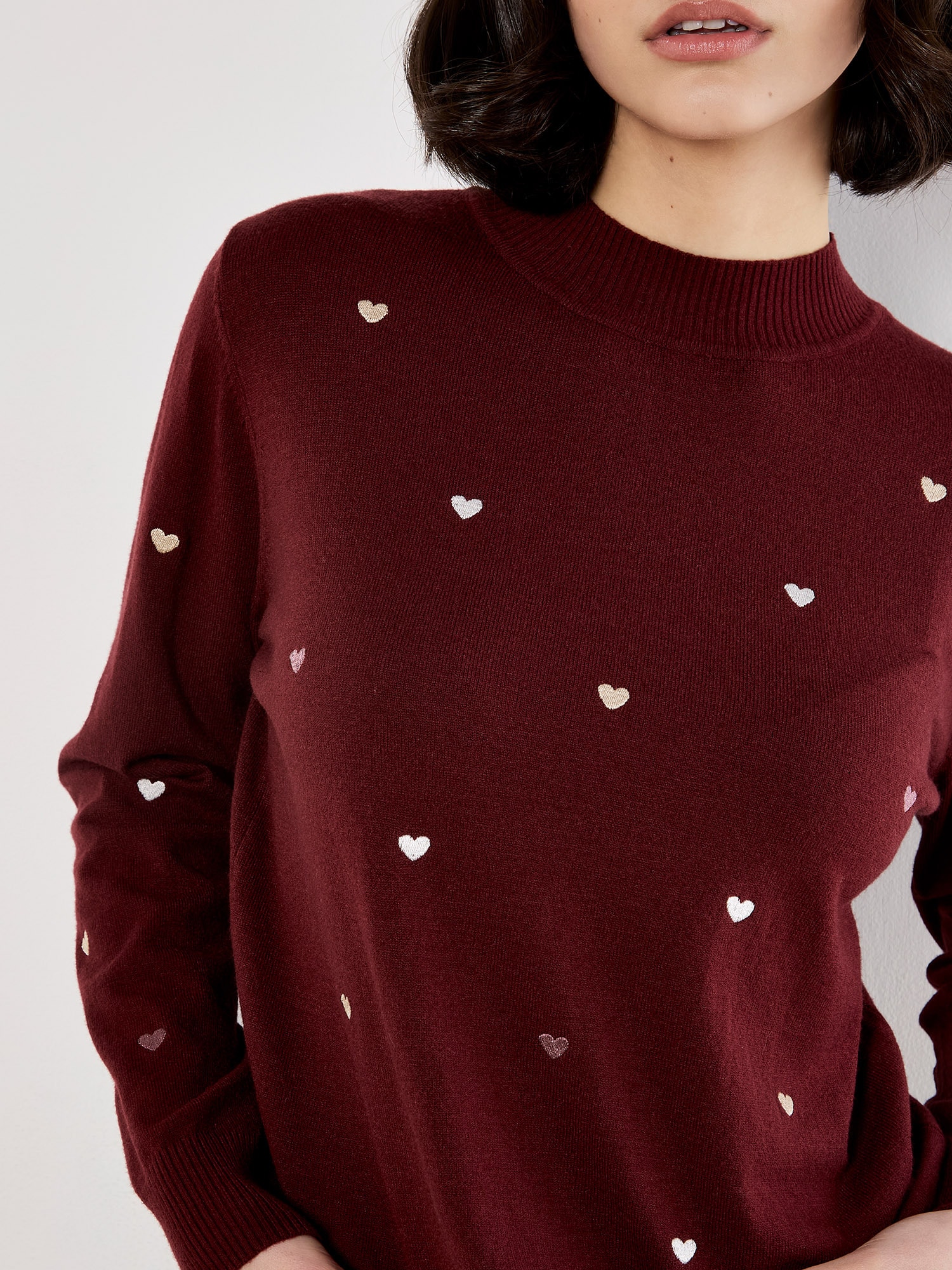 Apricot Stehkragenpullover »Stehkragenpullover« mit aufgestickten Herzen