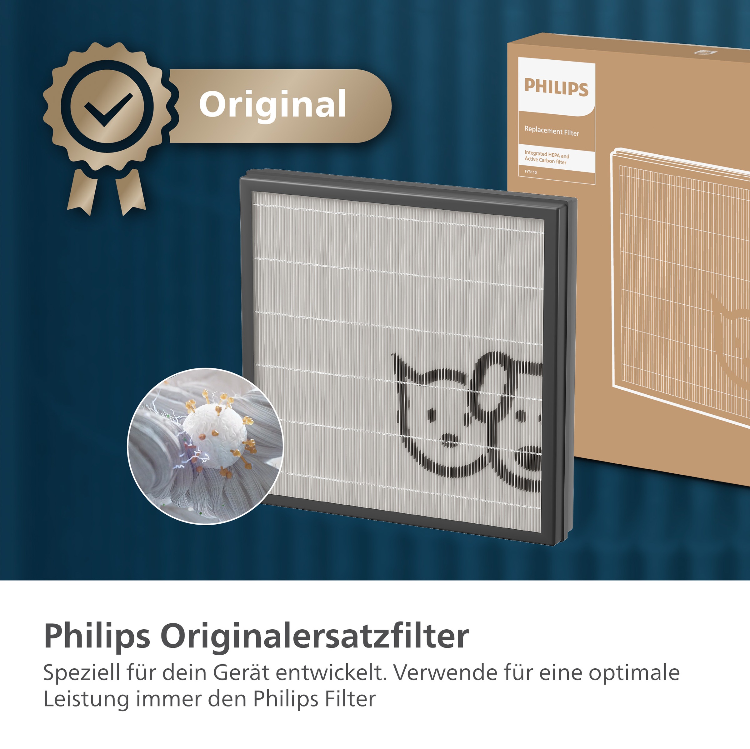 Philips Ersatzfilter »FY3110/00 HEPA NanoProtect Filter« 1 tlg. tlg. bis zu 1 Jahr verwendbar, entfernt Tierhaare und Gerüche