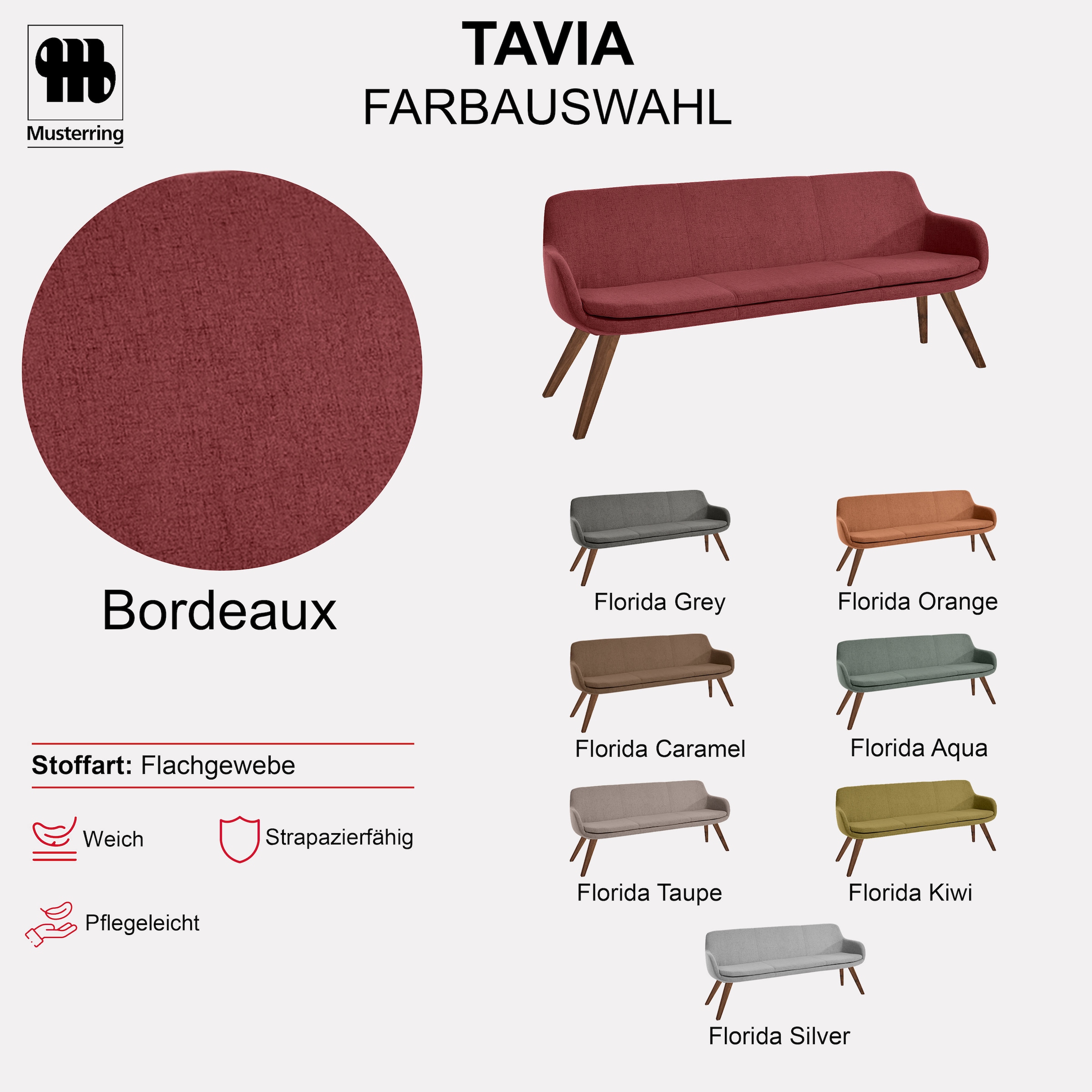 Musterring Essbank »Tavia« Stativgestell Wildnussbaum massiv geölt, Breite 180, 200 oder 220 cm