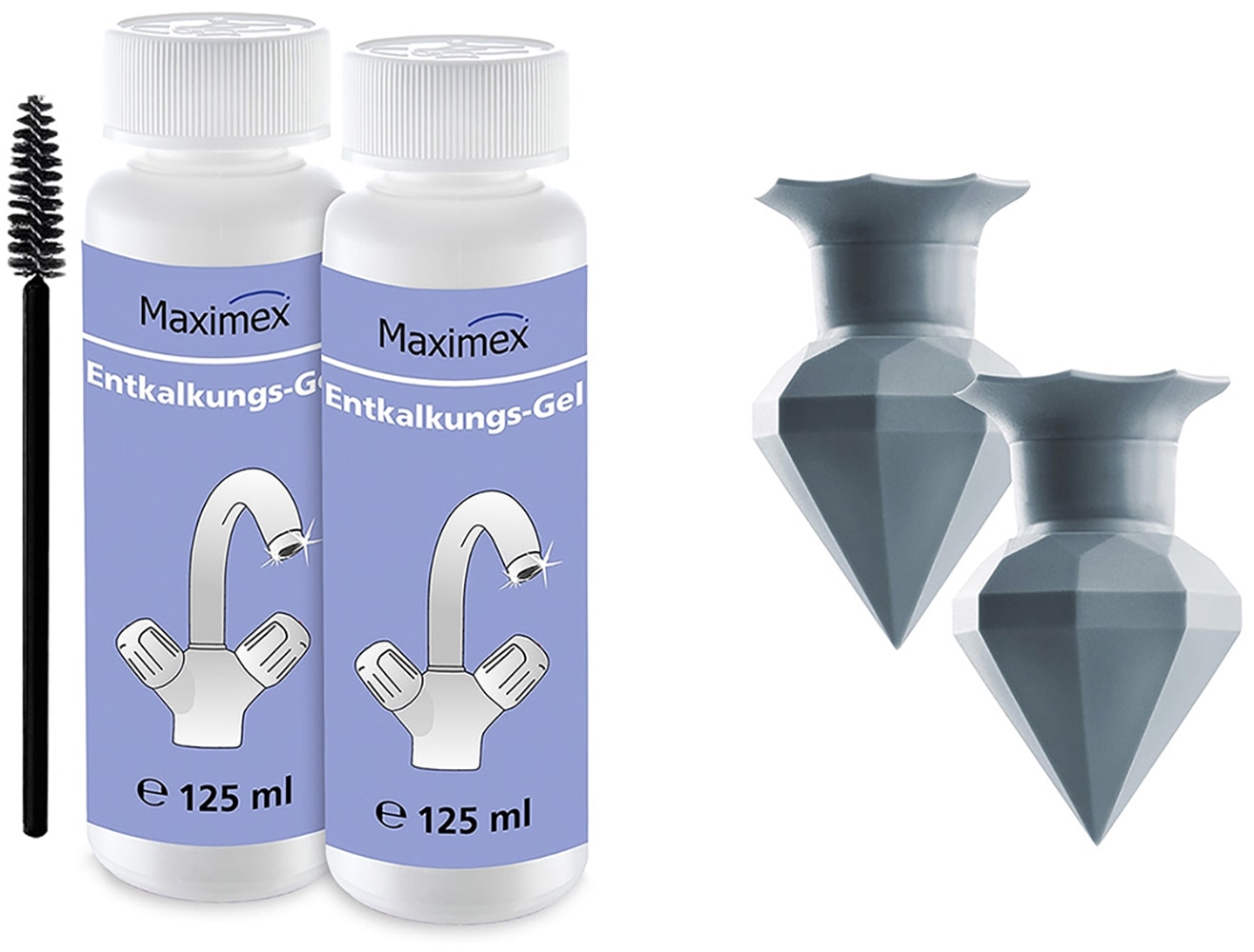 Maximex Reinigungs-Set »Entkalkungsgel und Diamond Clean Silikon-Entkalker«, für Wasserhähne, Armaturen, Glaskeramikfelder, je 125 ml, Zitrusduft