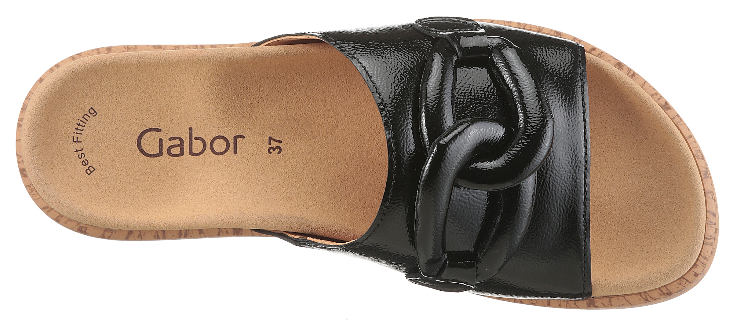 Gabor Pantolette, Plateau, Sommerschuh, Schlupfschuh mit bezogener Zierkette