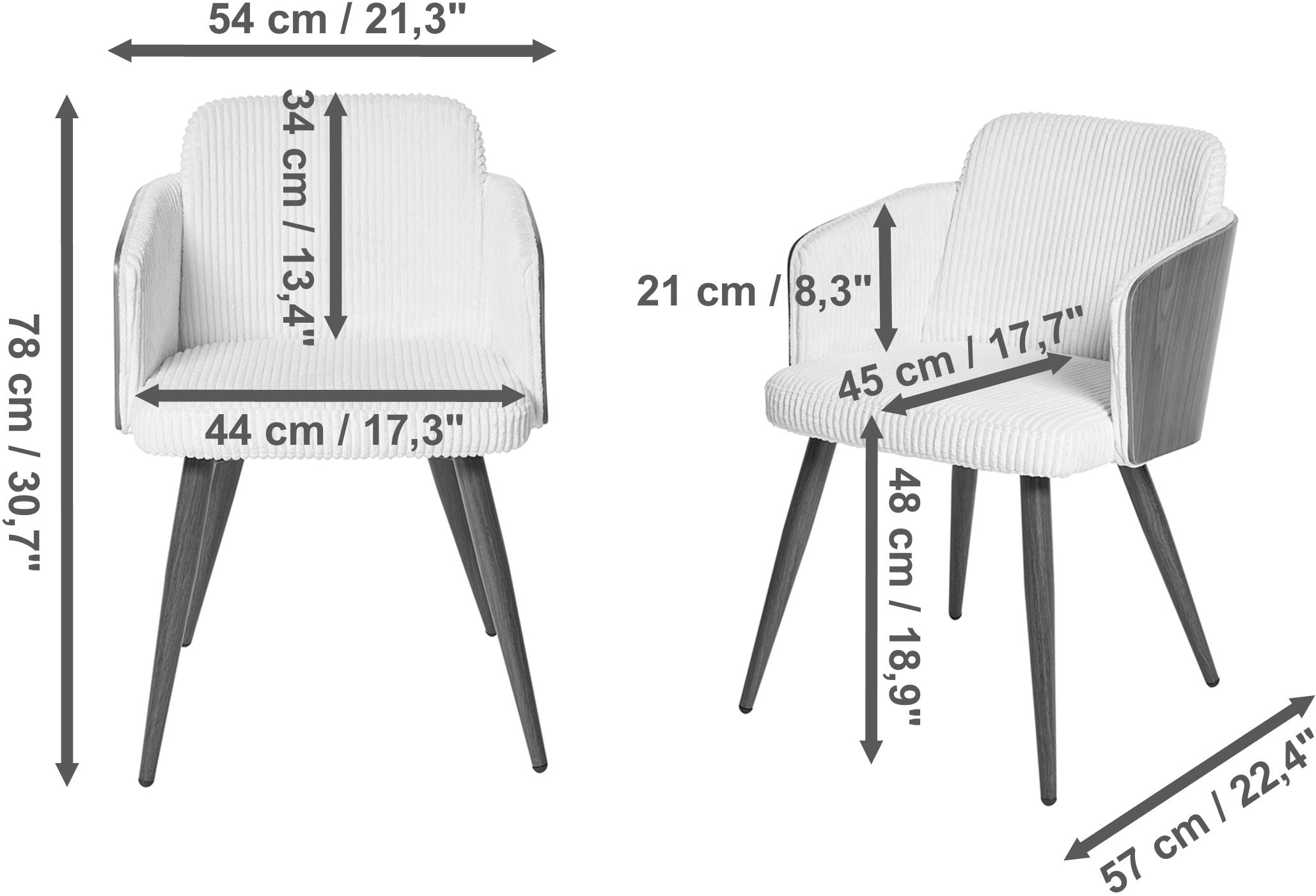 Jahnke Schalenstuhl »CHIC SIT DUO« (Set) 2 Stk.edles Design,Massivholz-Rückenteil,Armlehnen,Metallgestell in Holzlook