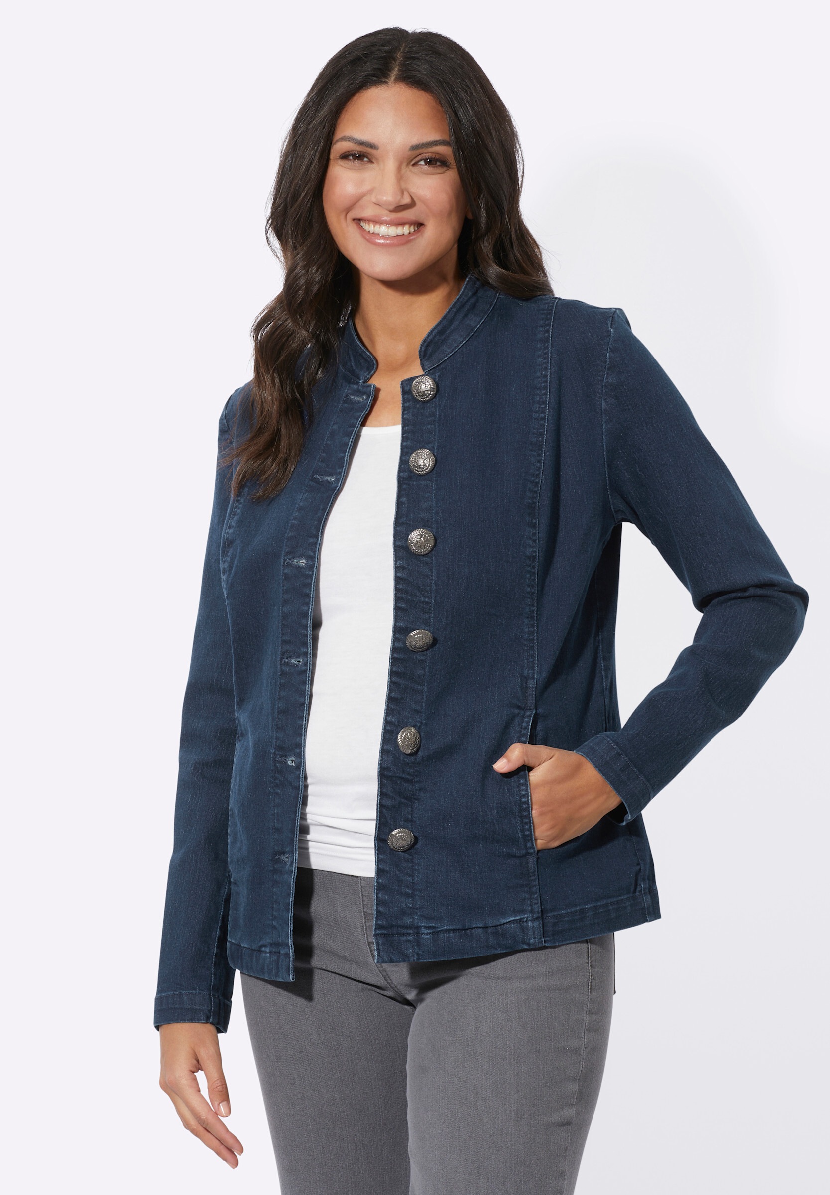 Sieh an! Jeansblazer »Jeans-Blazer Jeansblazer mit Trachtenknöpfen«