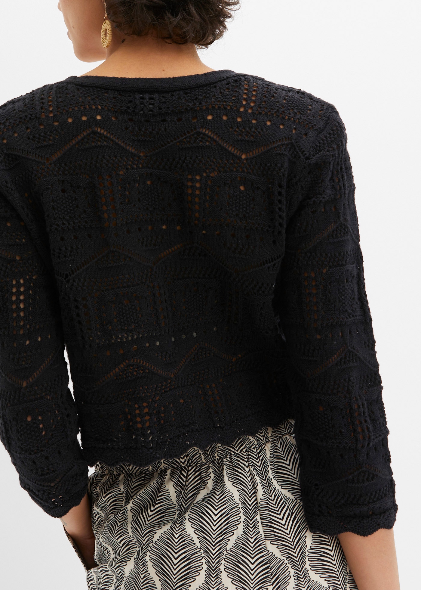 bonprix Ajourstrickjacke »Ajour-Bolero« bequeme Passform, 3/4-Ärmel, Ajour-Bolero