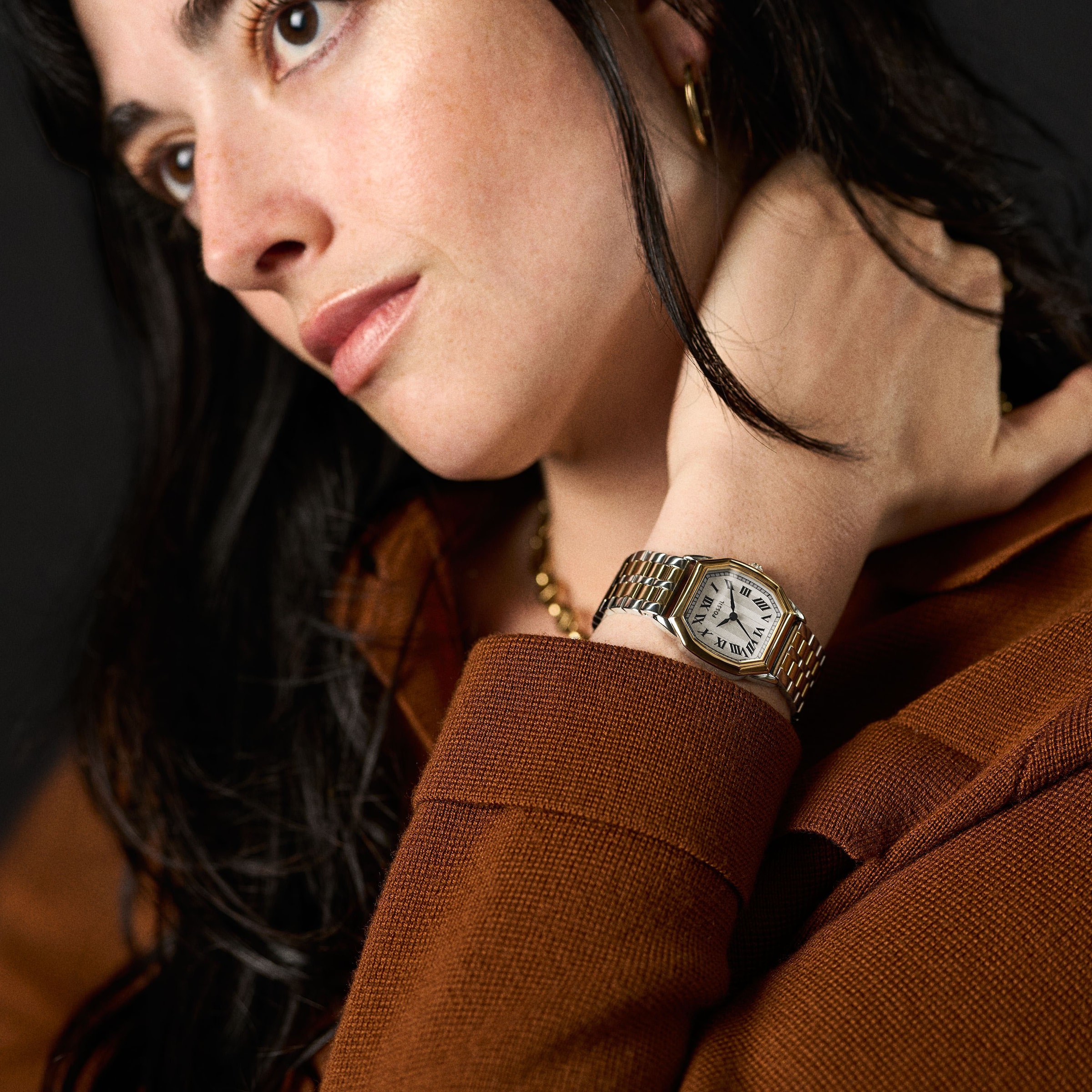 Fossil Quarzuhr »HARLOW«, Armbanduhr, Damenuhr, Edelstahlarmband, analog