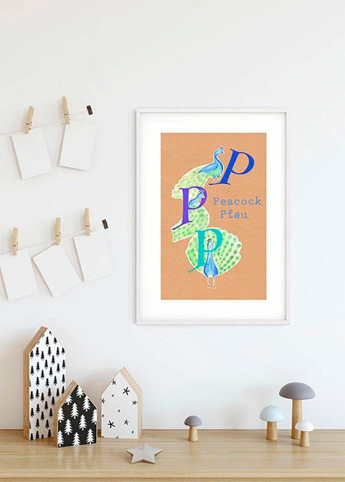 Komar Poster »ABC Animal P«, Buchstaben, (1 St.), Kinderzimmer, Schlafzimmer,  Wohnzimmer online kaufen | mit 3 Jahren XXL Garantie