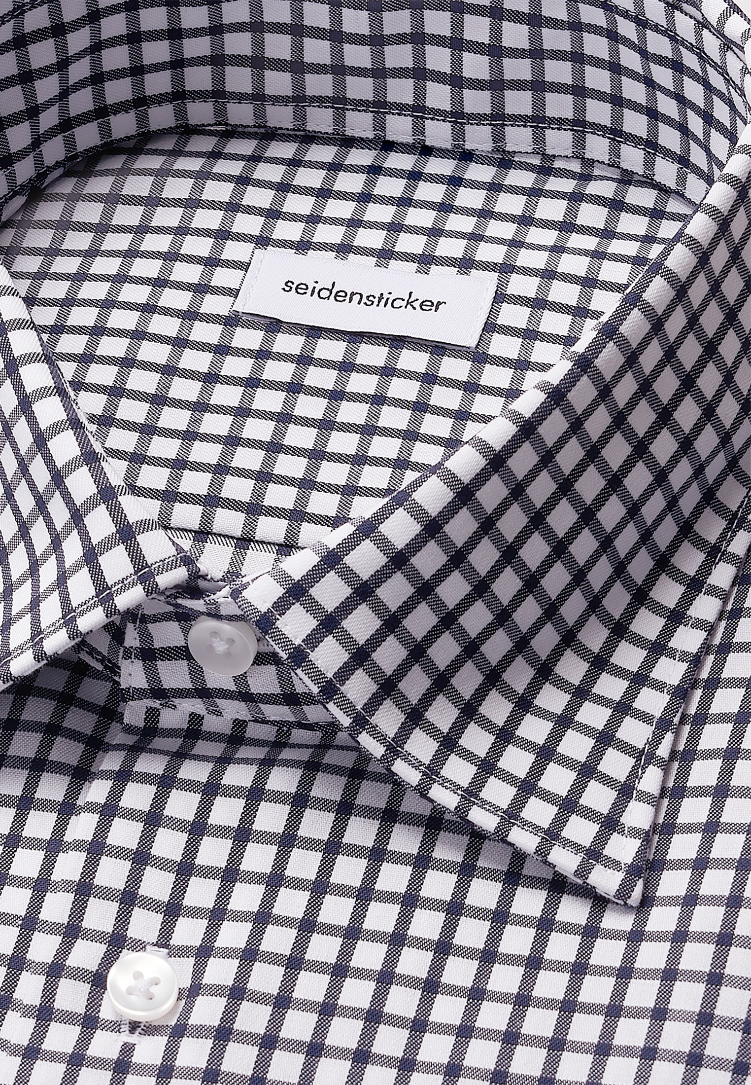 seidensticker Businesshemd »Schwarze Rose« Regular 1/1 Covered-Button-Down-Kragen Karo