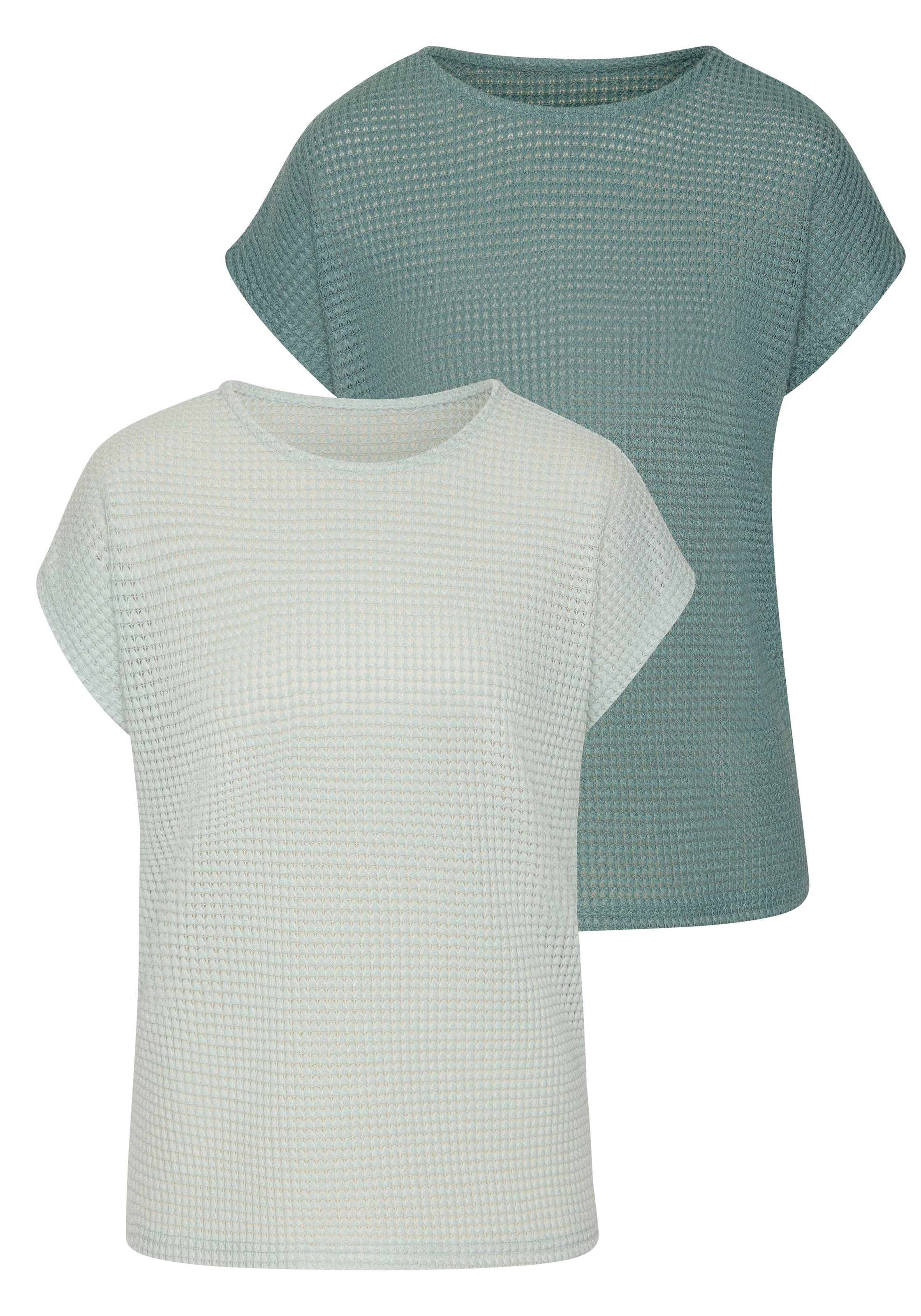 Vivance Kurzarmshirt »mit sommerlicher Waffelstruktur« 2er-Pack,  aus bügelfreier Strickqualität